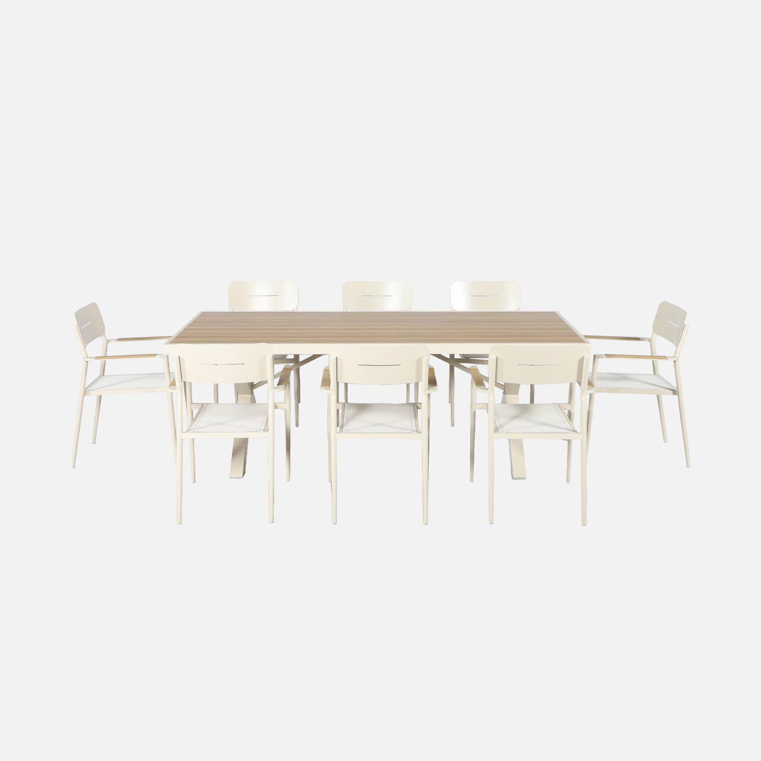 Table de jardin aluminium + 8 assises, table avec pieds en croix beige - Elina / Fira Photo2