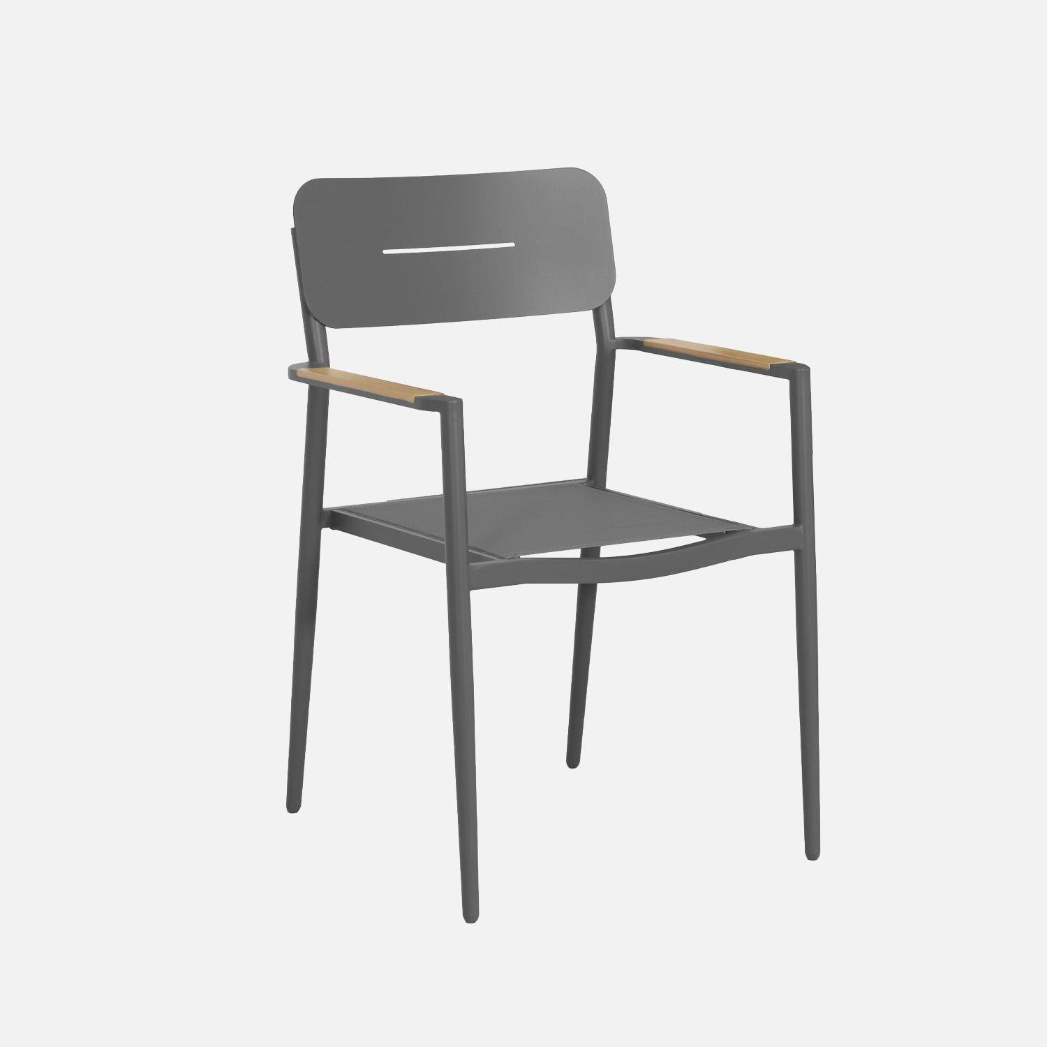 Table de jardin ovale extensible aluminium + 6 assises anthracite - Metora / Fira Photo2