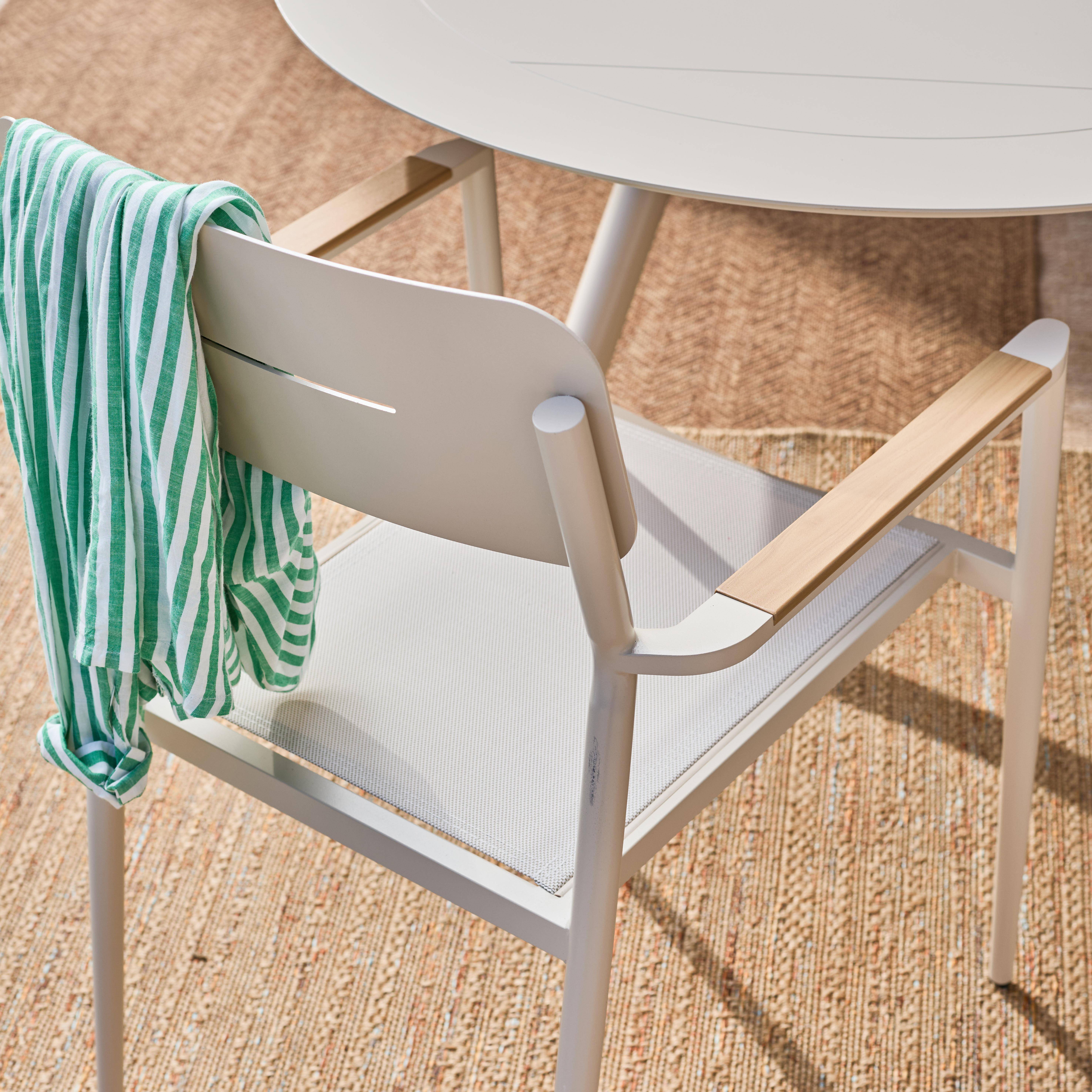 Table de jardin ovale extensible aluminium + 6 assises beige - Metora / Fira,sweeek,Photo2