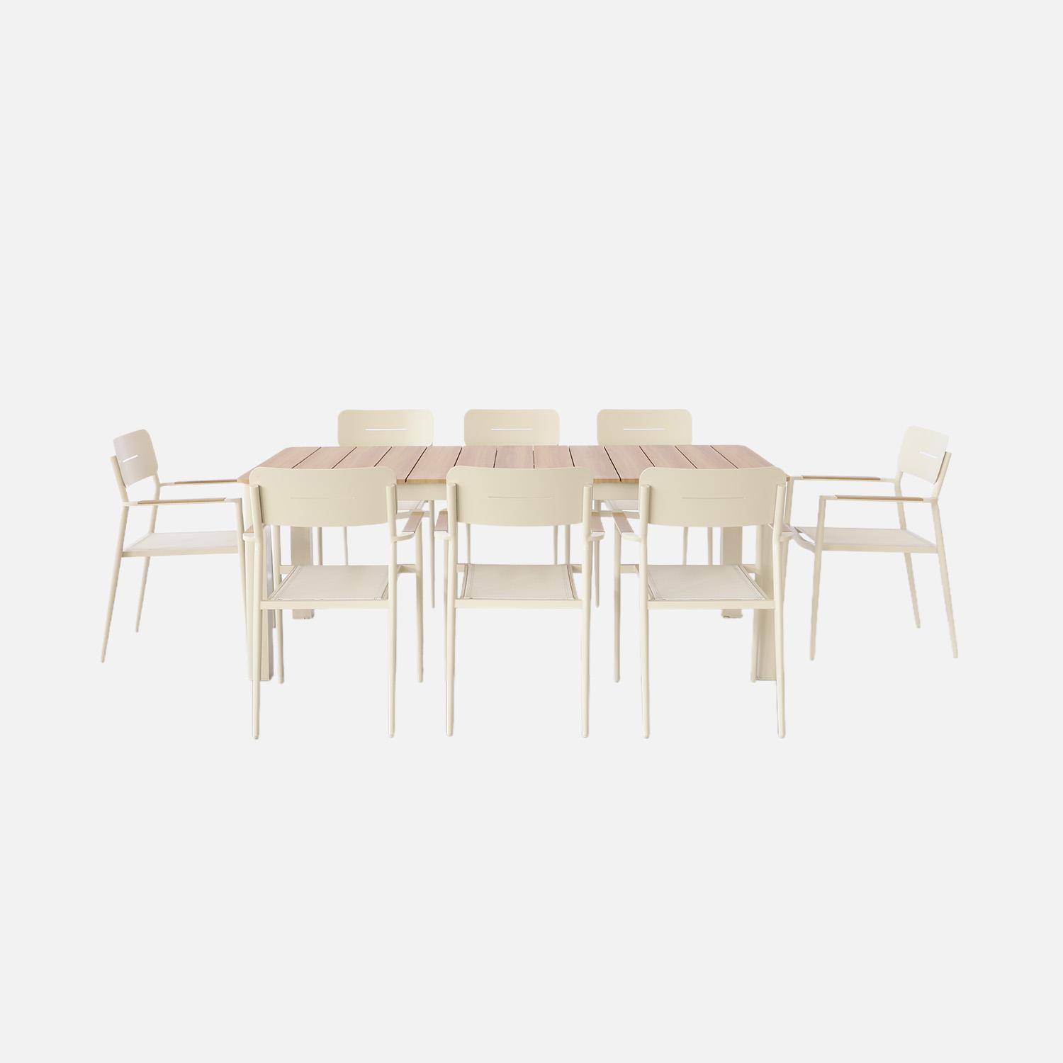 Table de jardin aluminium + 8 assises beige - Edera + Fira,sweeek,Photo2