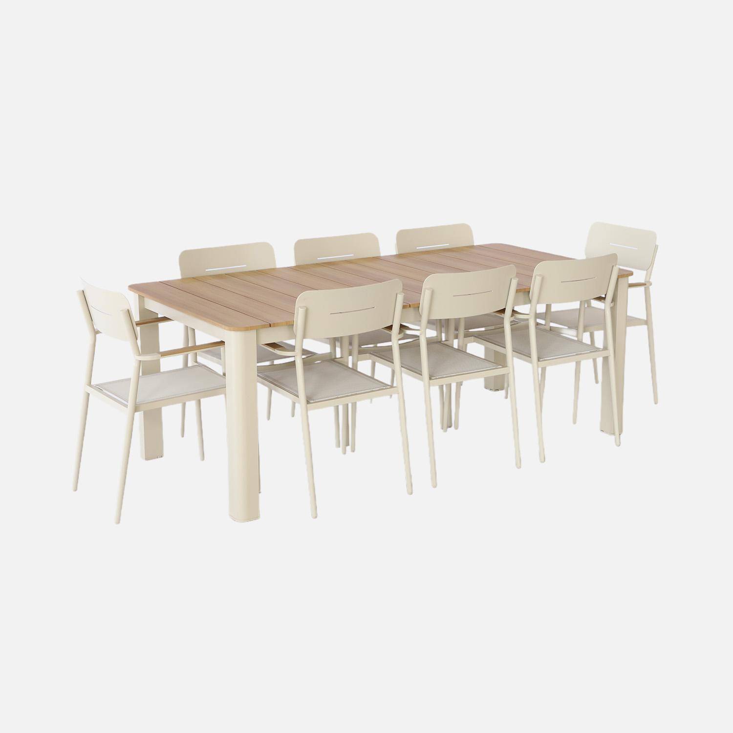 Table de jardin aluminium + 8 assises beige - Edera + Fira Photo1