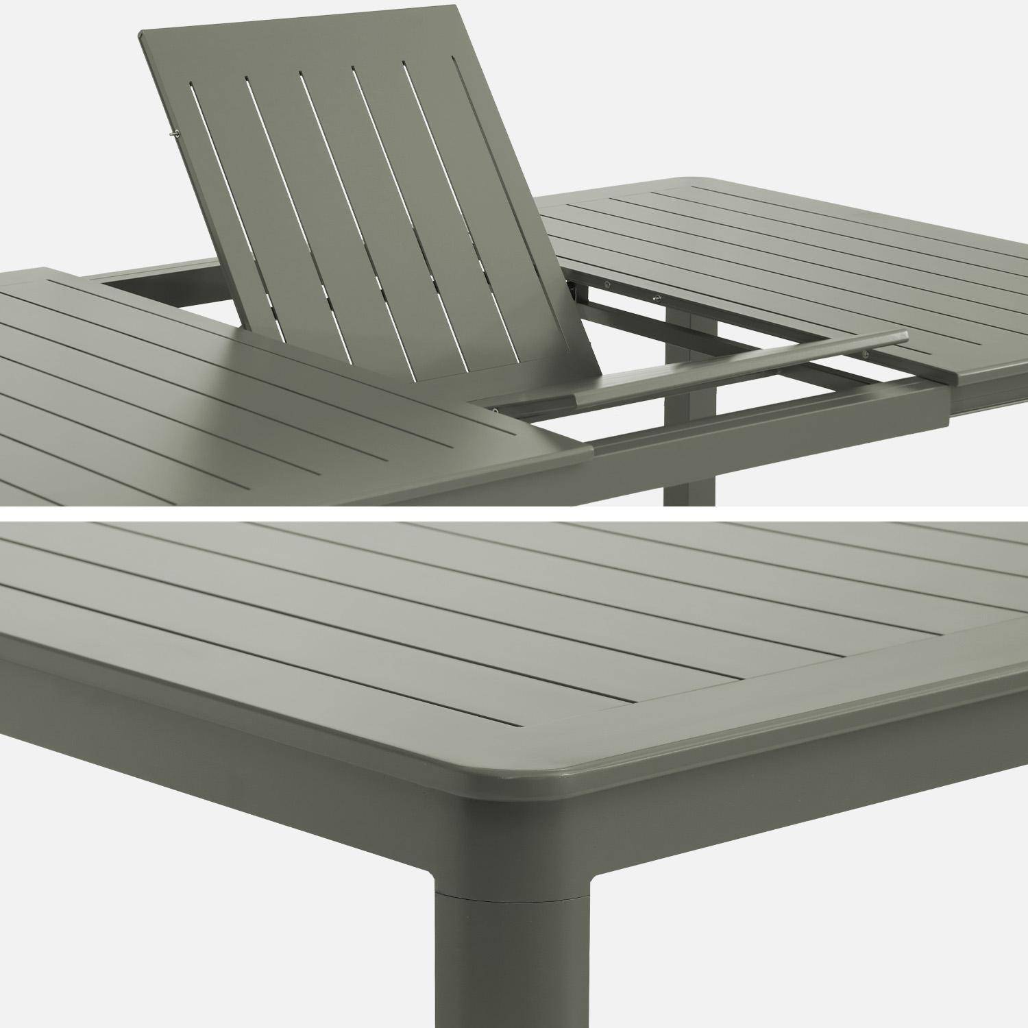 Table de jardin extensible aluminium + 12 assises kaki - Karo / Buffalo,sweeek,Photo5