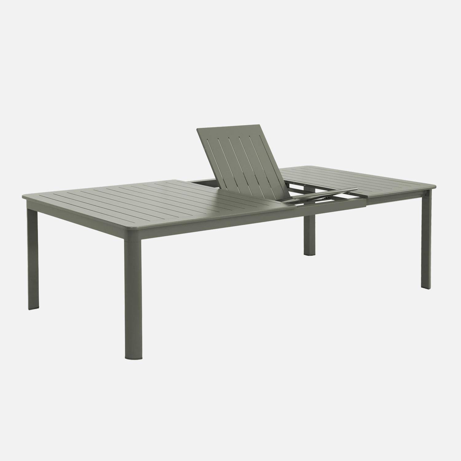 Table de jardin extensible aluminium + 12 assises kaki - Karo / Buffalo Photo2