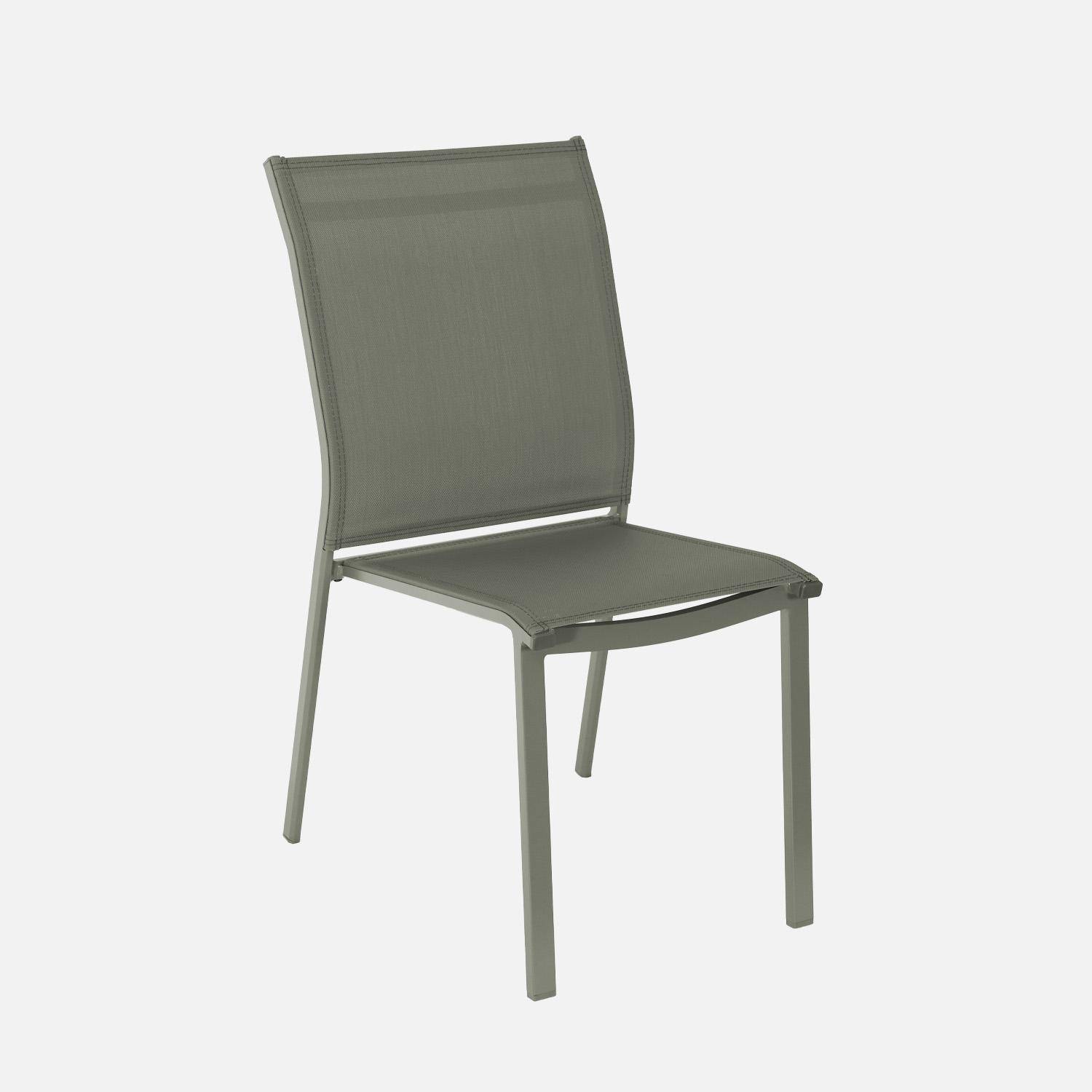 Conjunto de jardim com mesa extensível em alumínio com 12 cadeiras Verde caqui - 258.5x135x75 cm,sweeek,Photo4