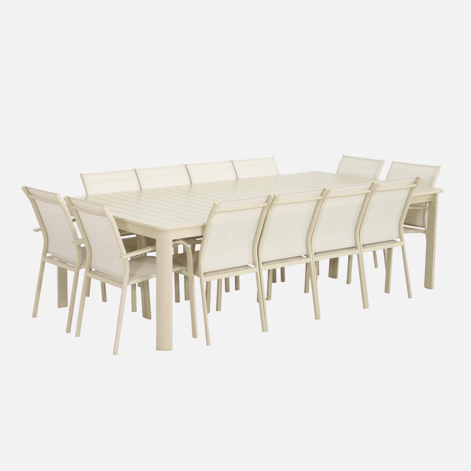 Table de jardin extensible aluminium + 12 assises beige - Karo / Buffalo,sweeek,Photo1