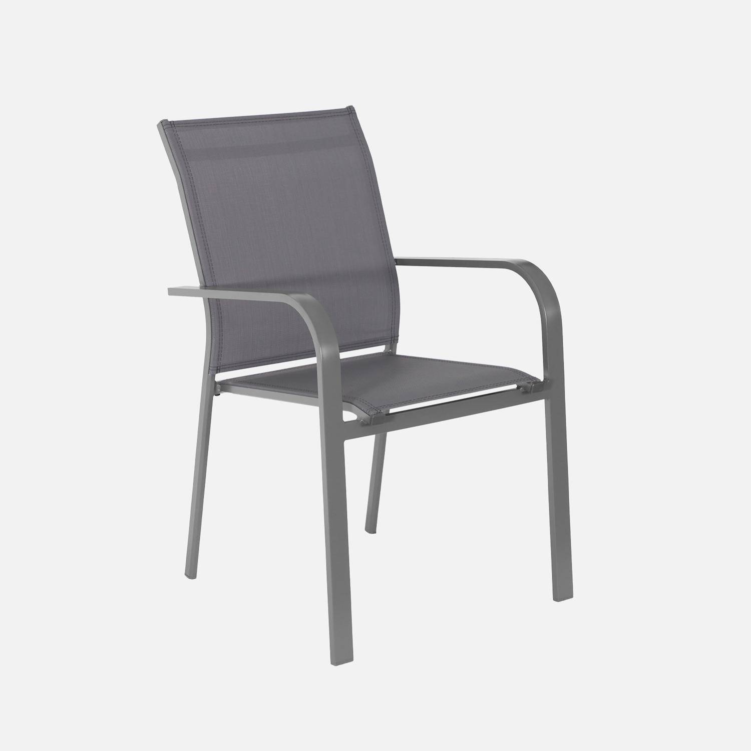 Table de jardin ronde aluminium + 6 assises anthracite - Oreva / Buffalo,sweeek,Photo3