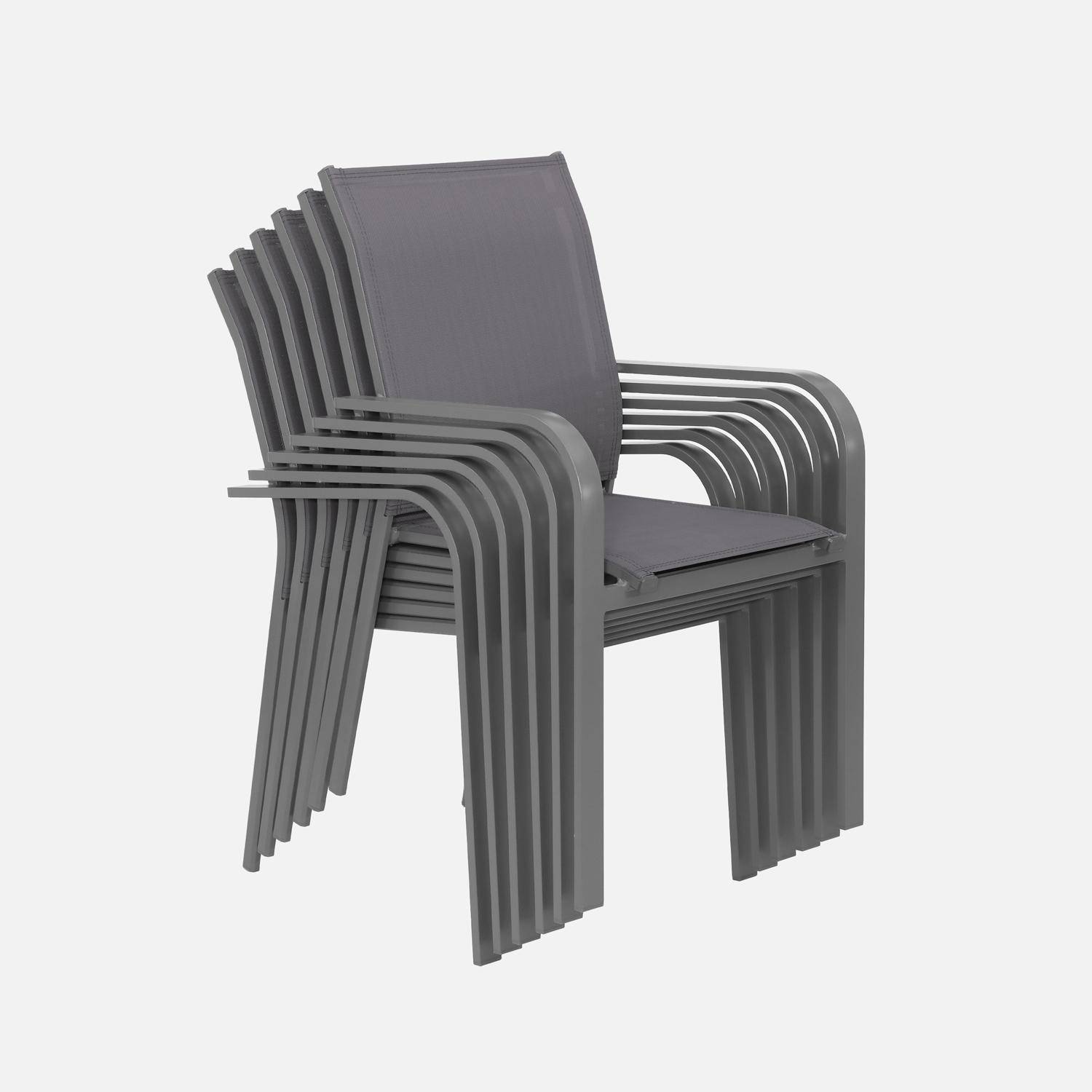 Table de jardin ronde aluminium + 6 assises anthracite - Oreva / Buffalo Photo4