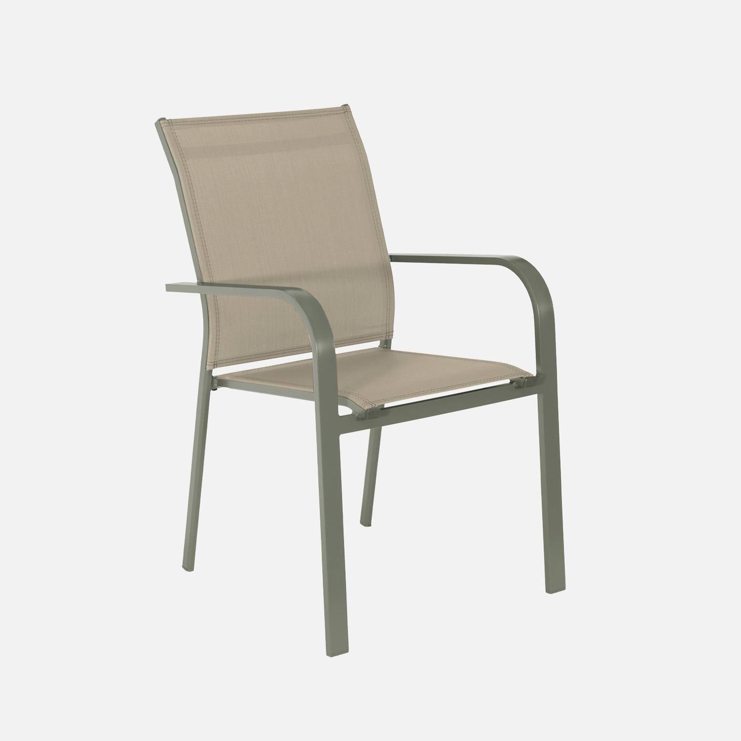 Table de jardin ronde aluminium + 6 assises kaki - Oreva / Buffalo,sweeek,Photo3