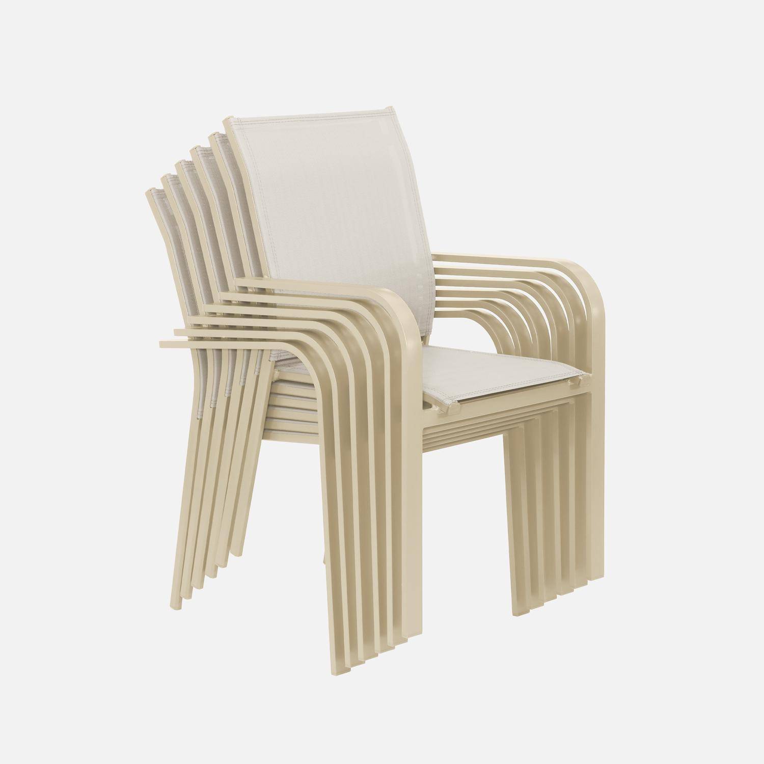 Ronde aluminium tuintafel en 6 tuinstoelen beige - Oreva en Buffalo,sweeek,Photo6