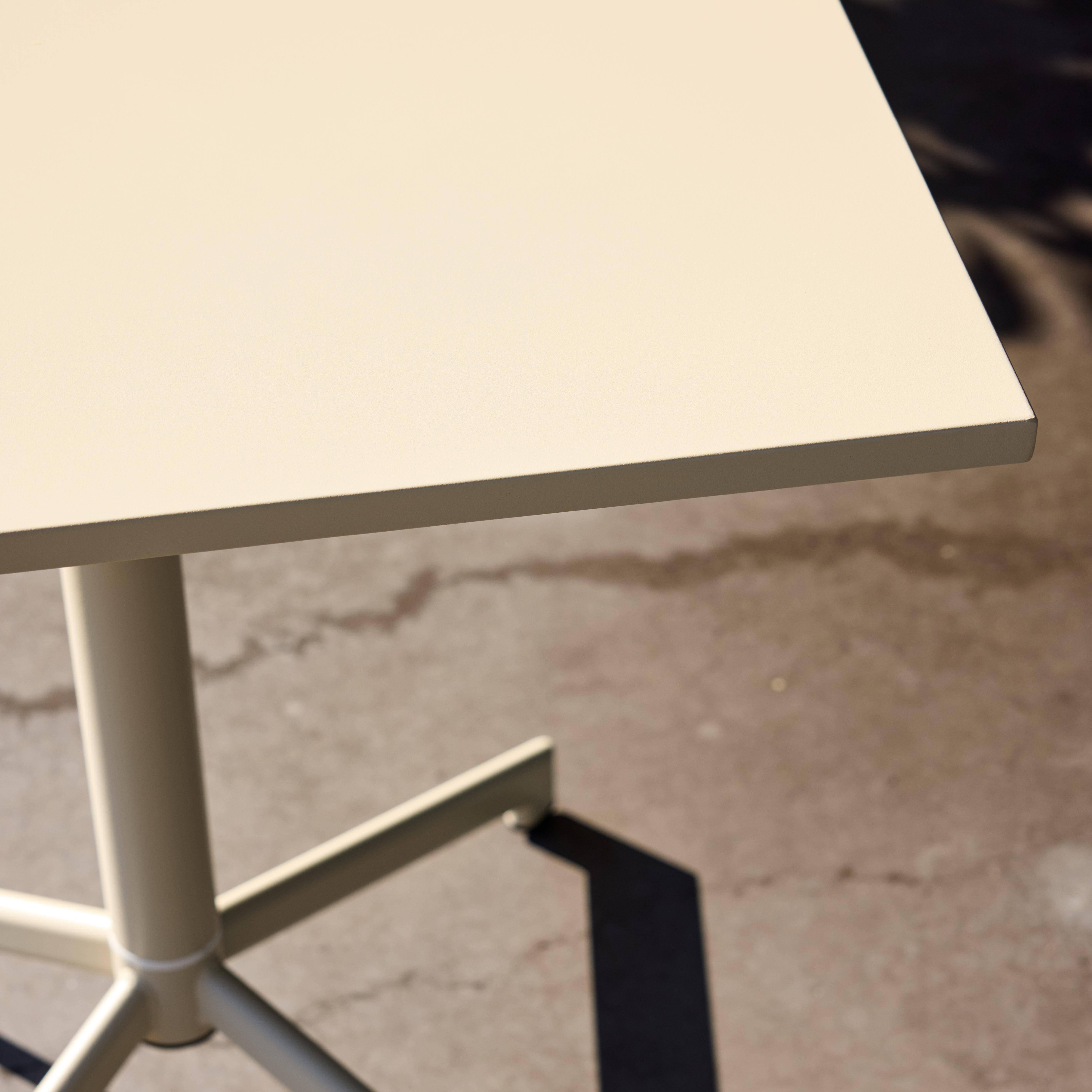 Square folding metal garden table + 2 seats Beige 70x70x74 cm - Chiara,sweeek,Photo2