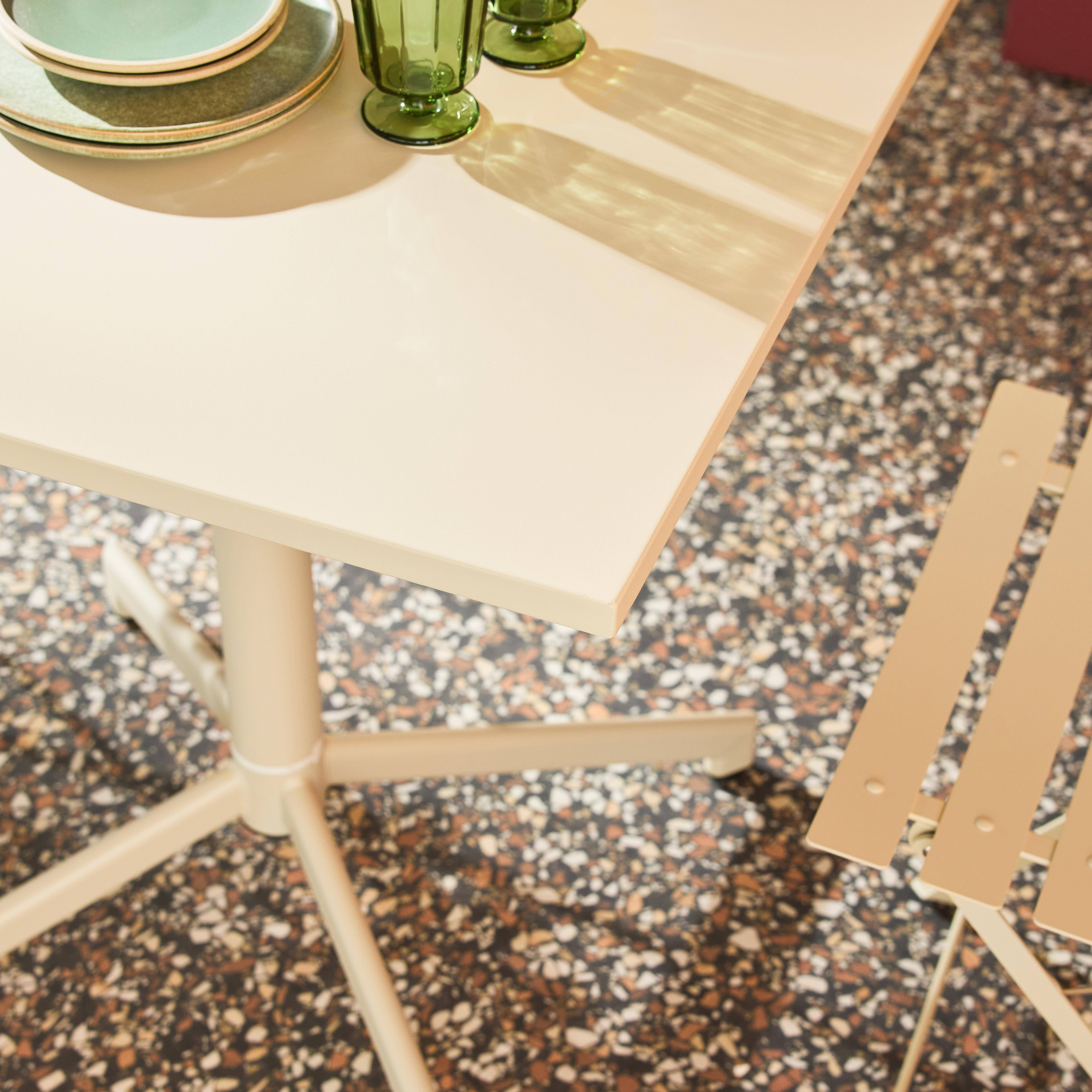 Square folding metal garden table + 2 seats Beige 70x70x74 cm - Chiara Photo3