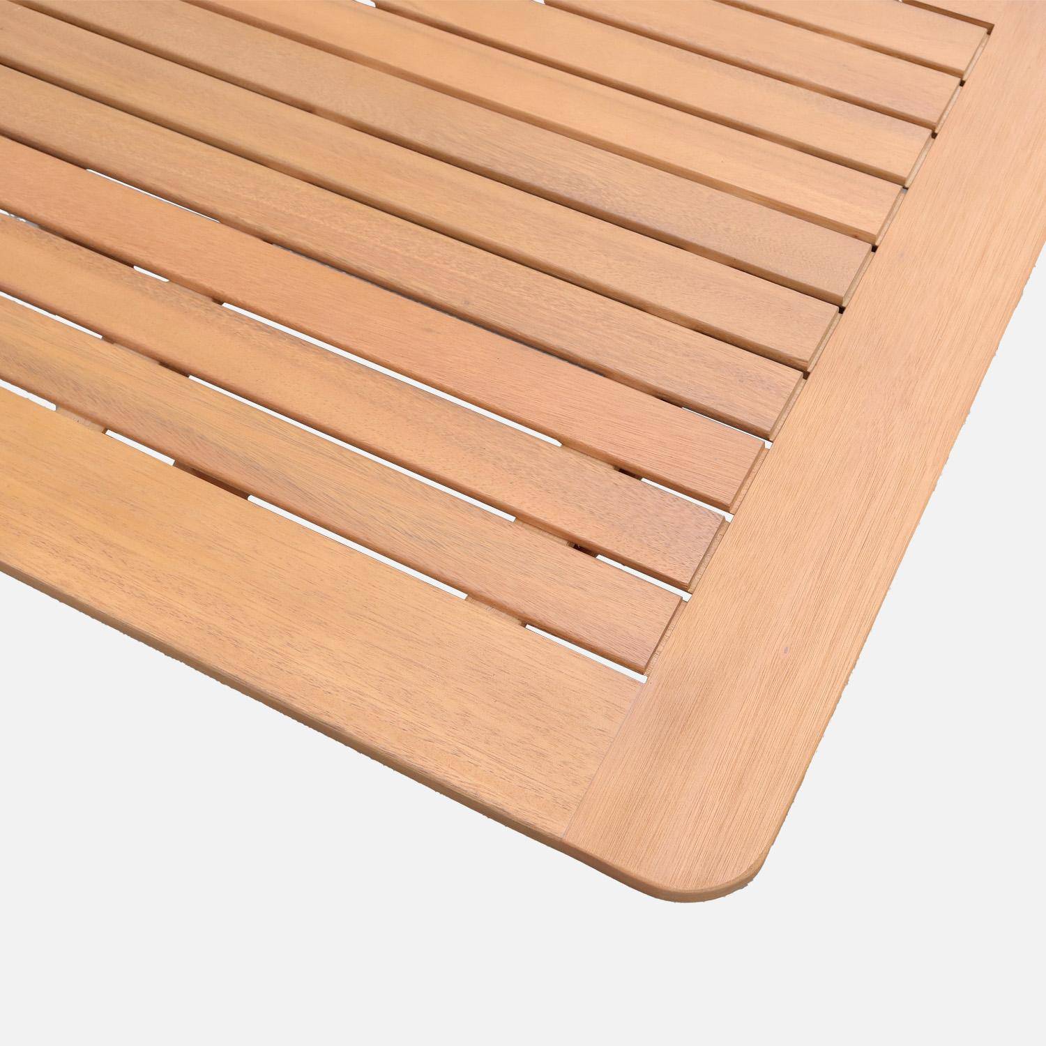 Table de jardin extensible bois d'eucalyptus + 6 assises 120/180cm blanc - Arbo + Almeria,sweeek,Photo5