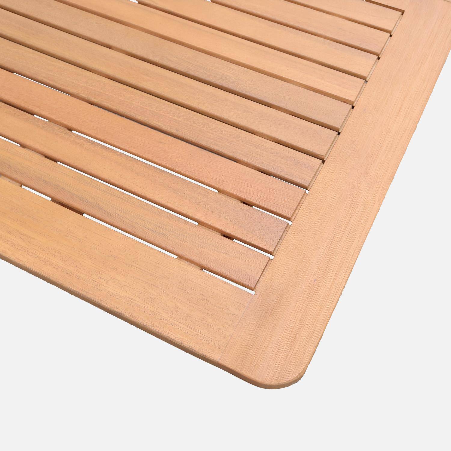 Mesa de jardim extensível em madeira de eucalipto com 6 cadeiras Natural - 120x80x75 cm,sweeek,Photo4