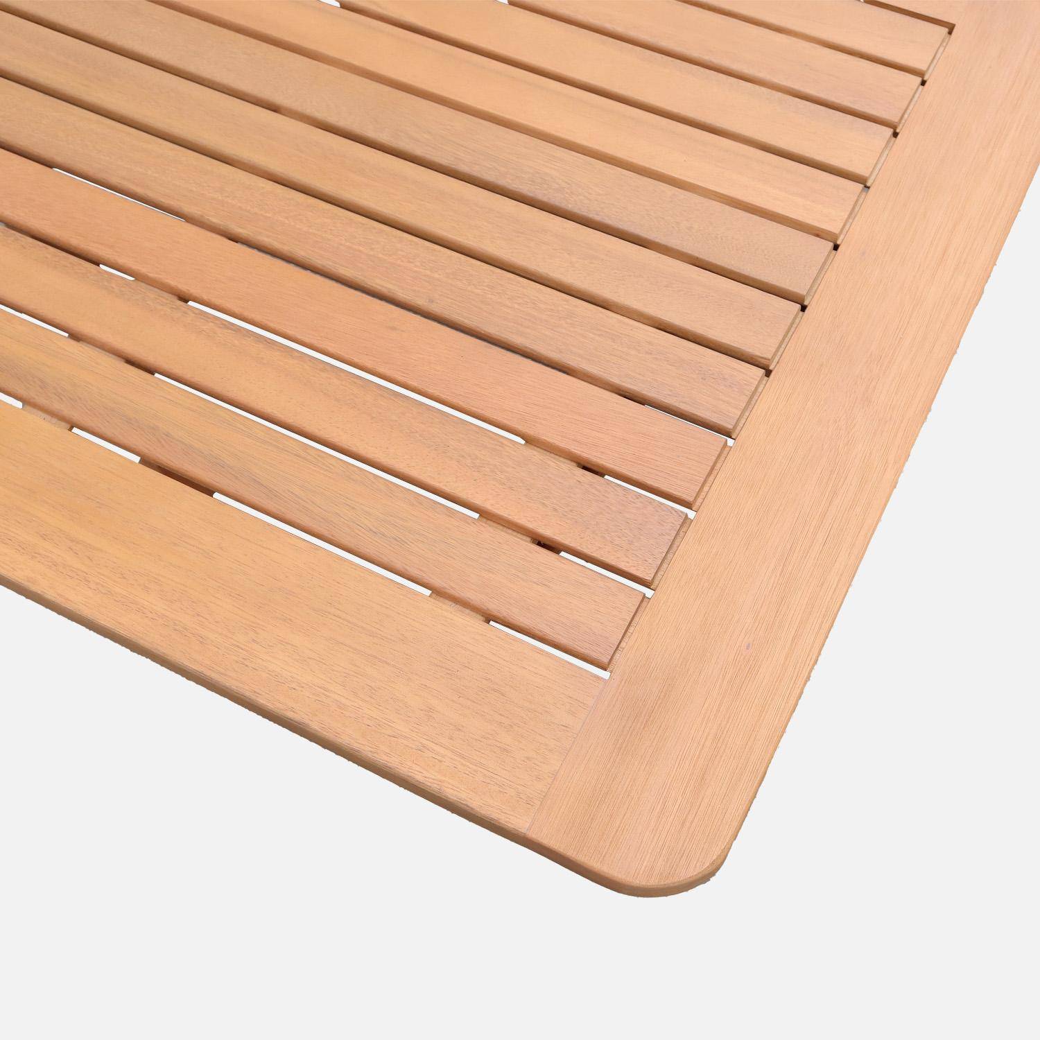 Mesa de jardim extensível em madeira de eucalipto com 6 cadeiras Natural - 120x80x75 cm Photo5