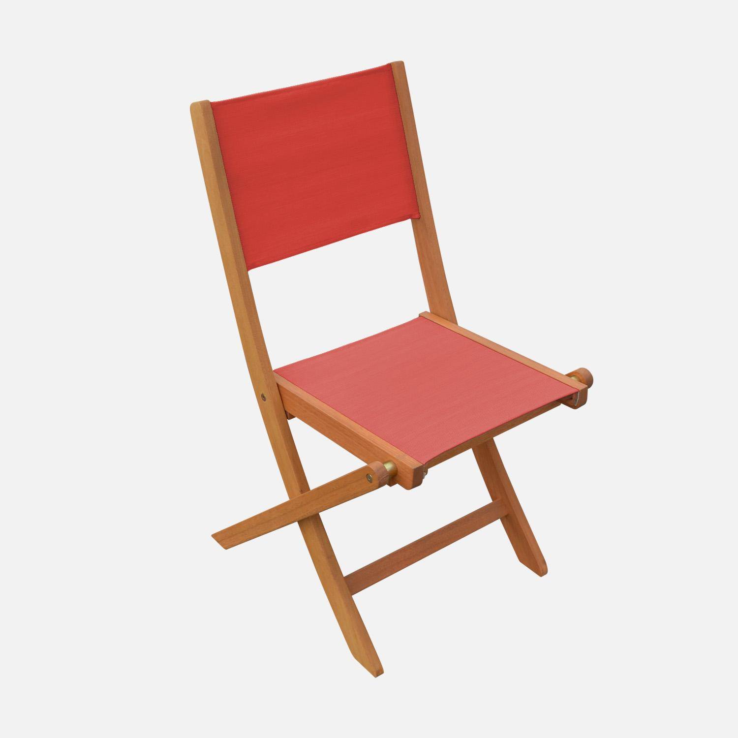 Mesa de jardim extensível em madeira de eucalipto com 6 cadeiras Natural - 120x80x75 cm Photo4