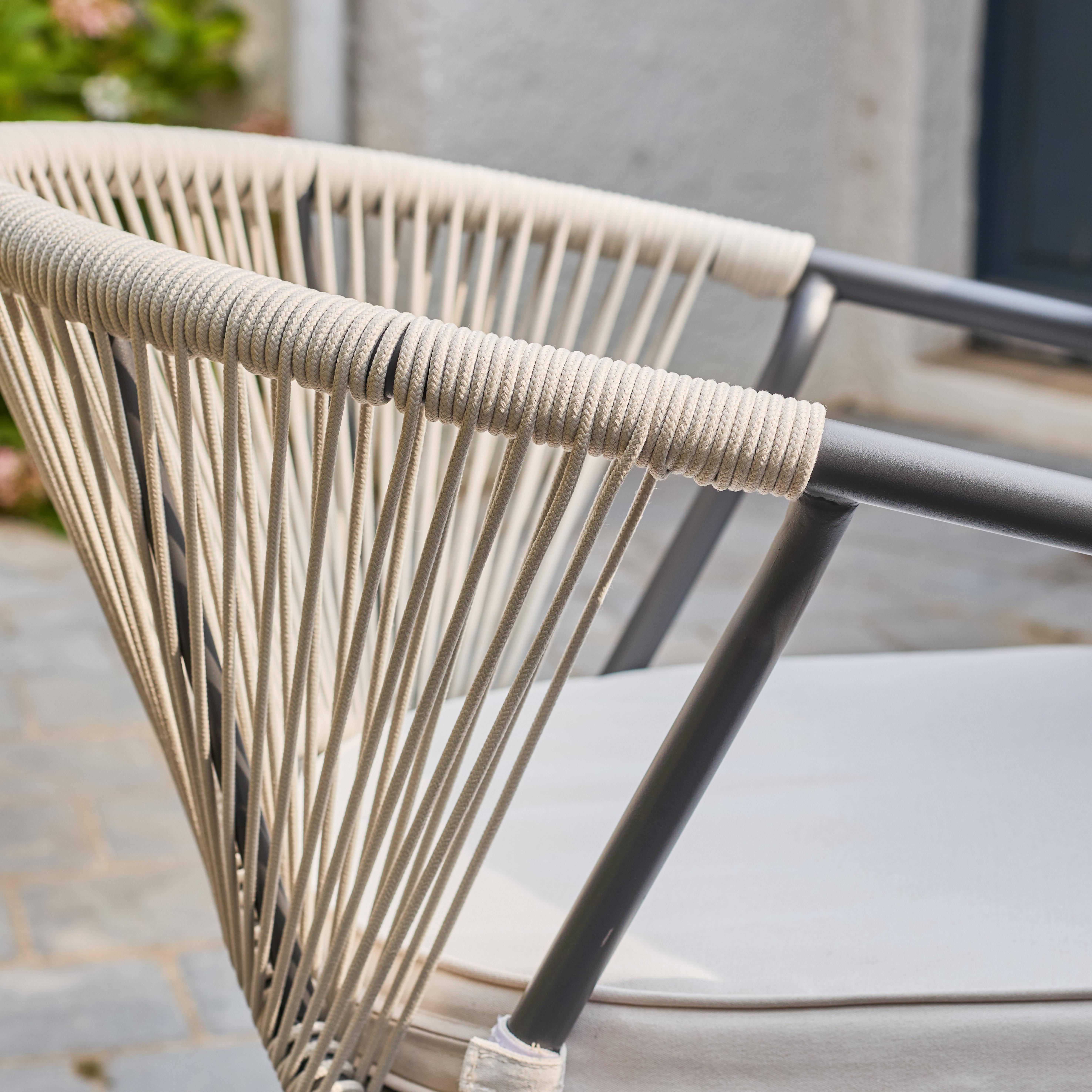 Set tavolo da giardino rotondo in alluminio e vetro con 6 sedute Antracite - 140x140x75 cm,sweeek,Photo3