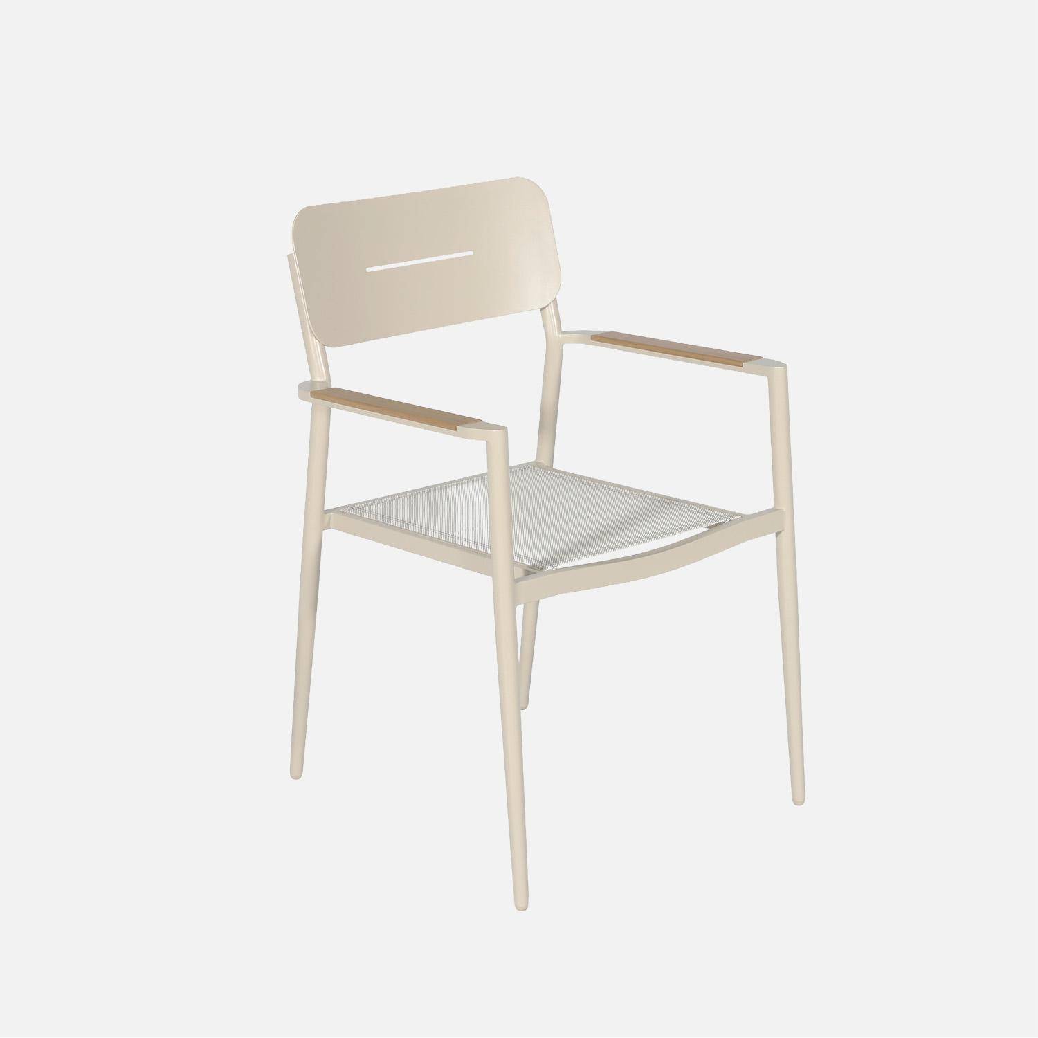 Table de jardin ronde aluminium et verre + 6 assises beige - Orbis / Fira,sweeek,Photo7