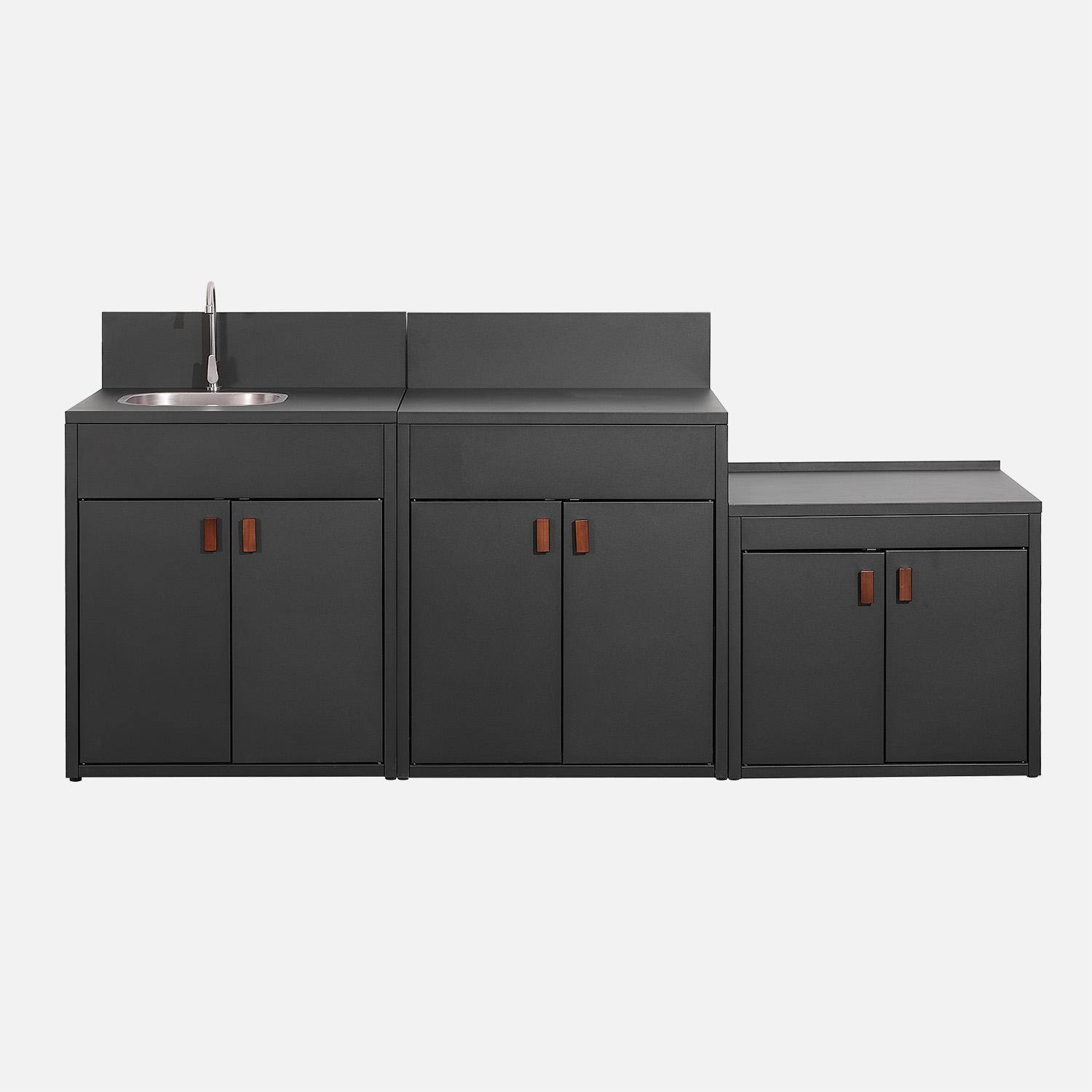 Cucina esterna 3 moduli acciaio inossidabile Nero - 80x62.5x110 cm Photo2