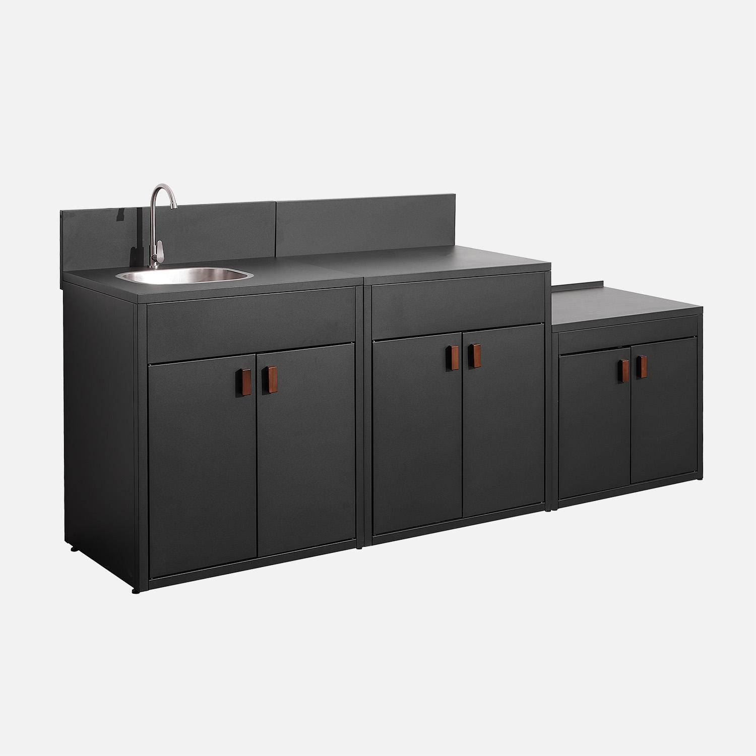 Cucina esterna 3 moduli acciaio inossidabile Nero - 80x62.5x110 cm Photo1