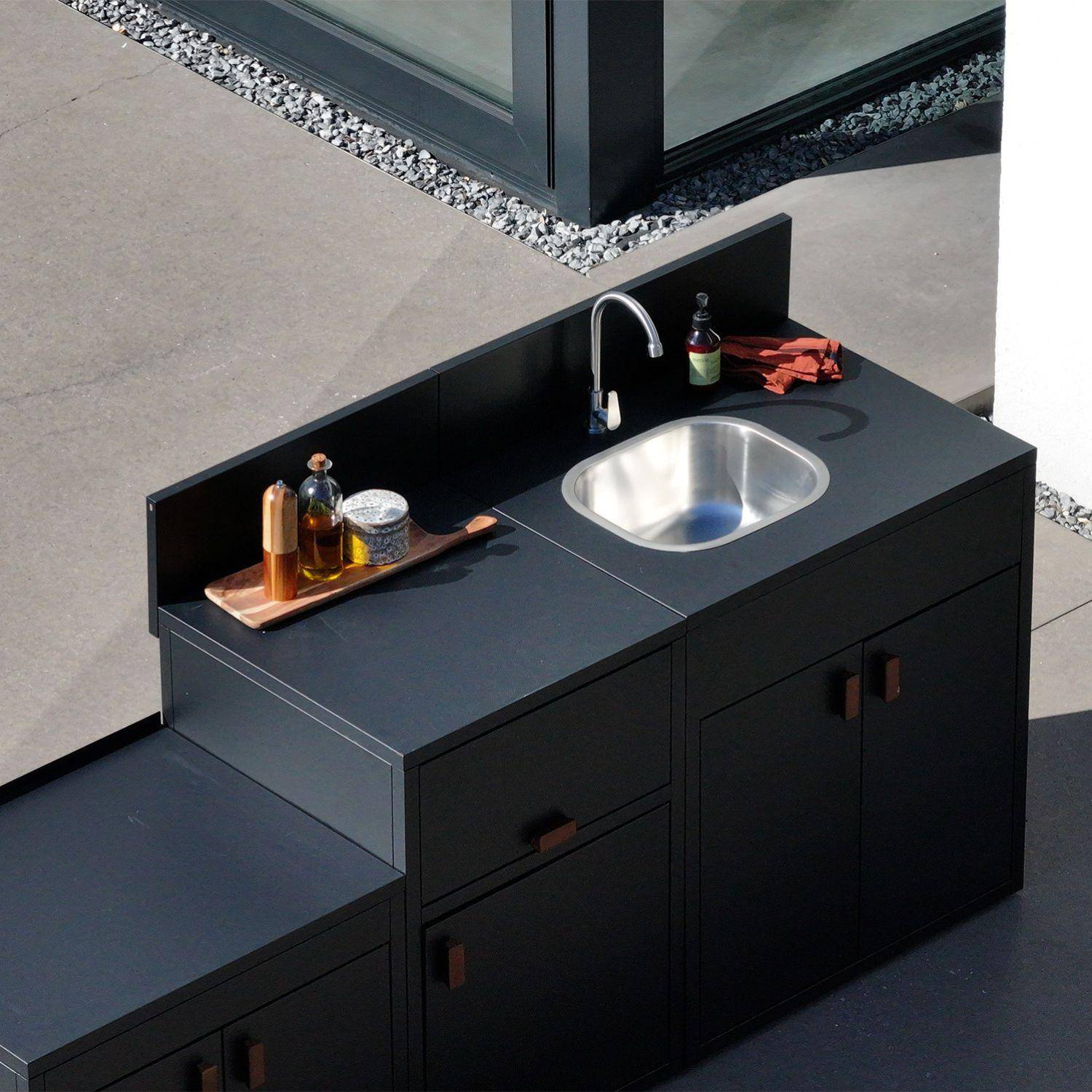 Outdoor kitchen 3 stainless steel modules black 80x62.5x110 cm - Thira,sweeek,Photo2