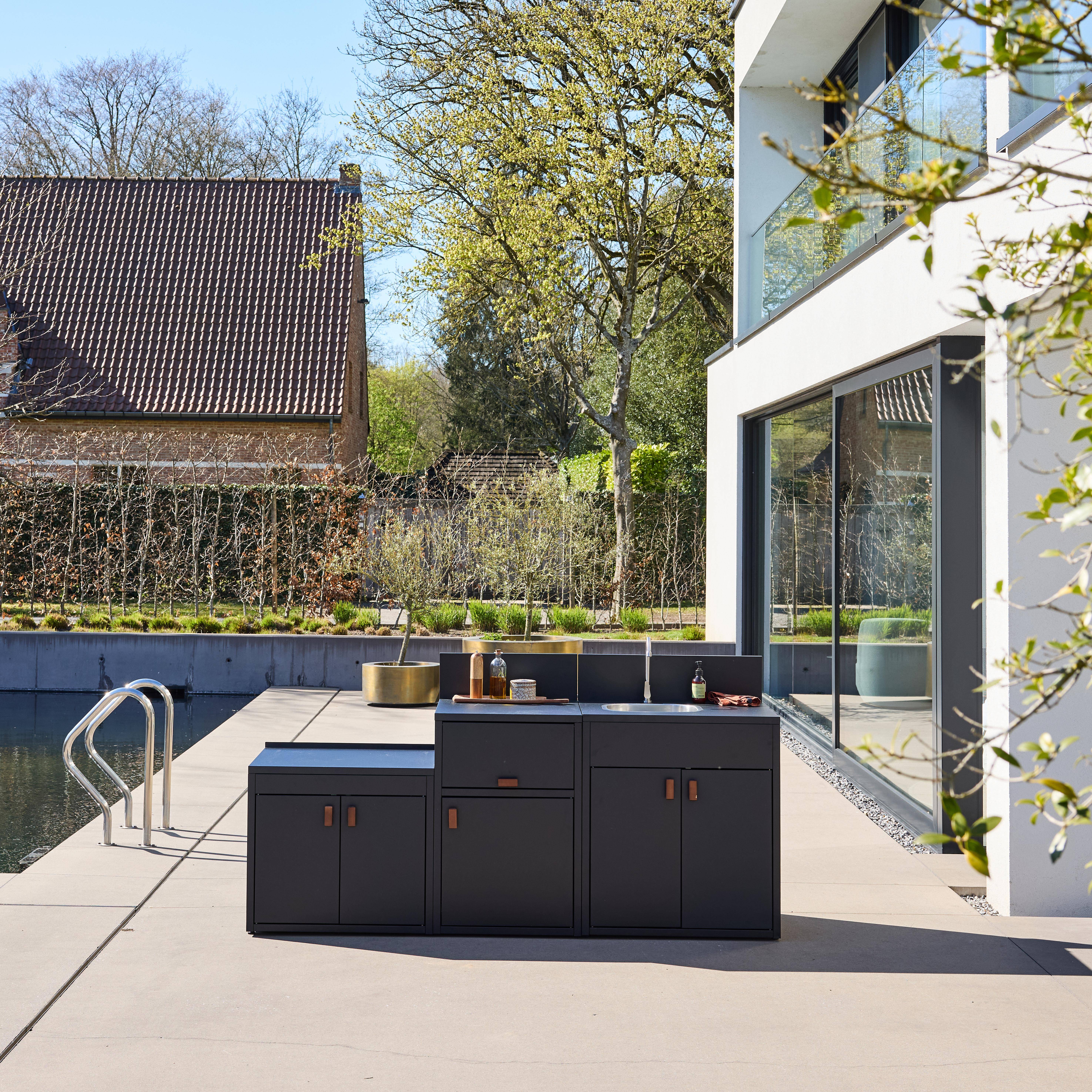 Outdoor kitchen 3 stainless steel modules black 80x62.5x110 cm - Thira Photo1