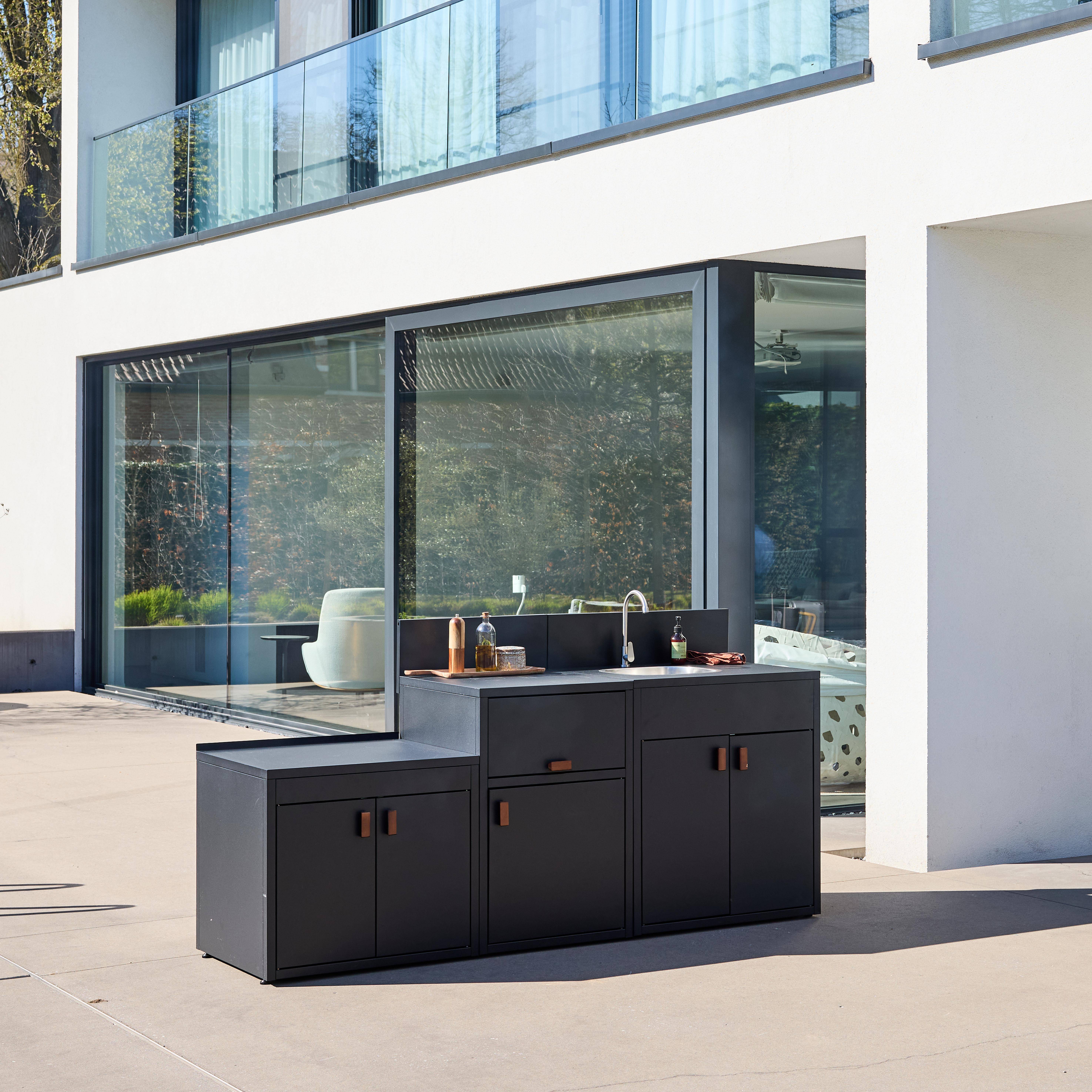 Outdoor kitchen 3 stainless steel modules black 80x62.5x110 cm - Thira Photo3