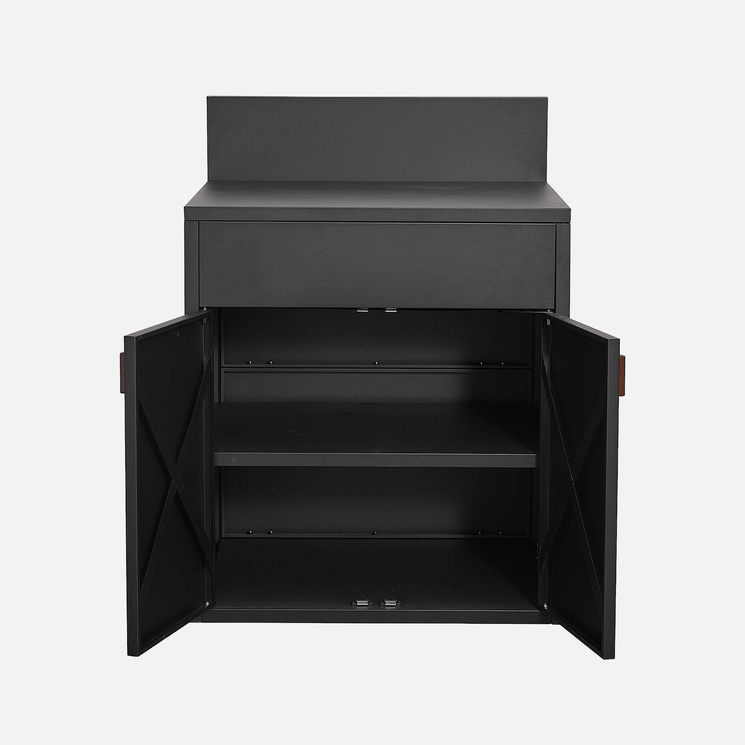 Cocina exterior de 3 módulos de acero con barbacoa de gas de 4 quemadores Negro - 80x62.5x110 cm,sweeek,Photo3