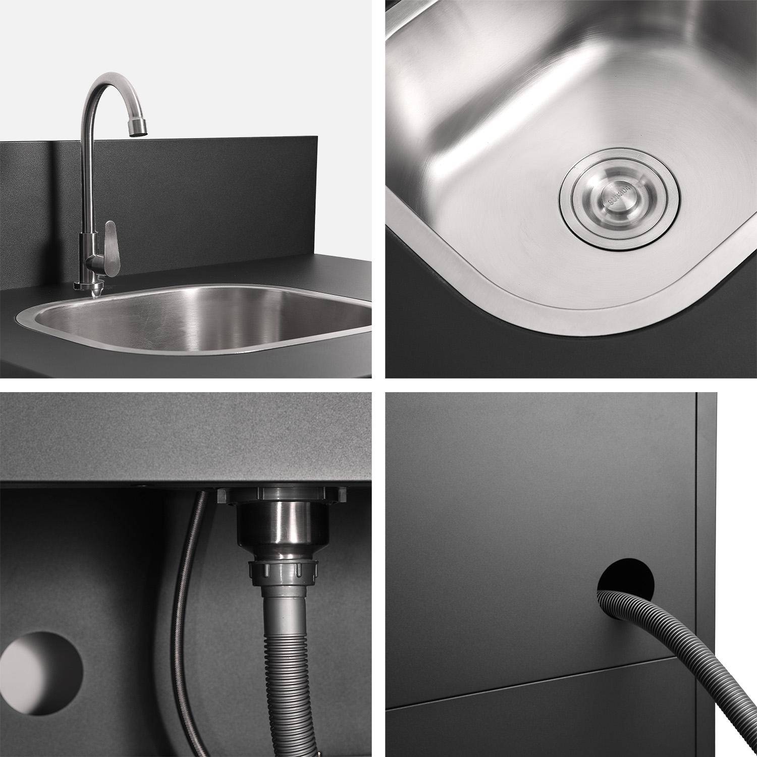 Cocina exterior de 3 módulos de acero con barbacoa de gas de 4 quemadores Negro - 80x62.5x110 cm,sweeek,Photo5