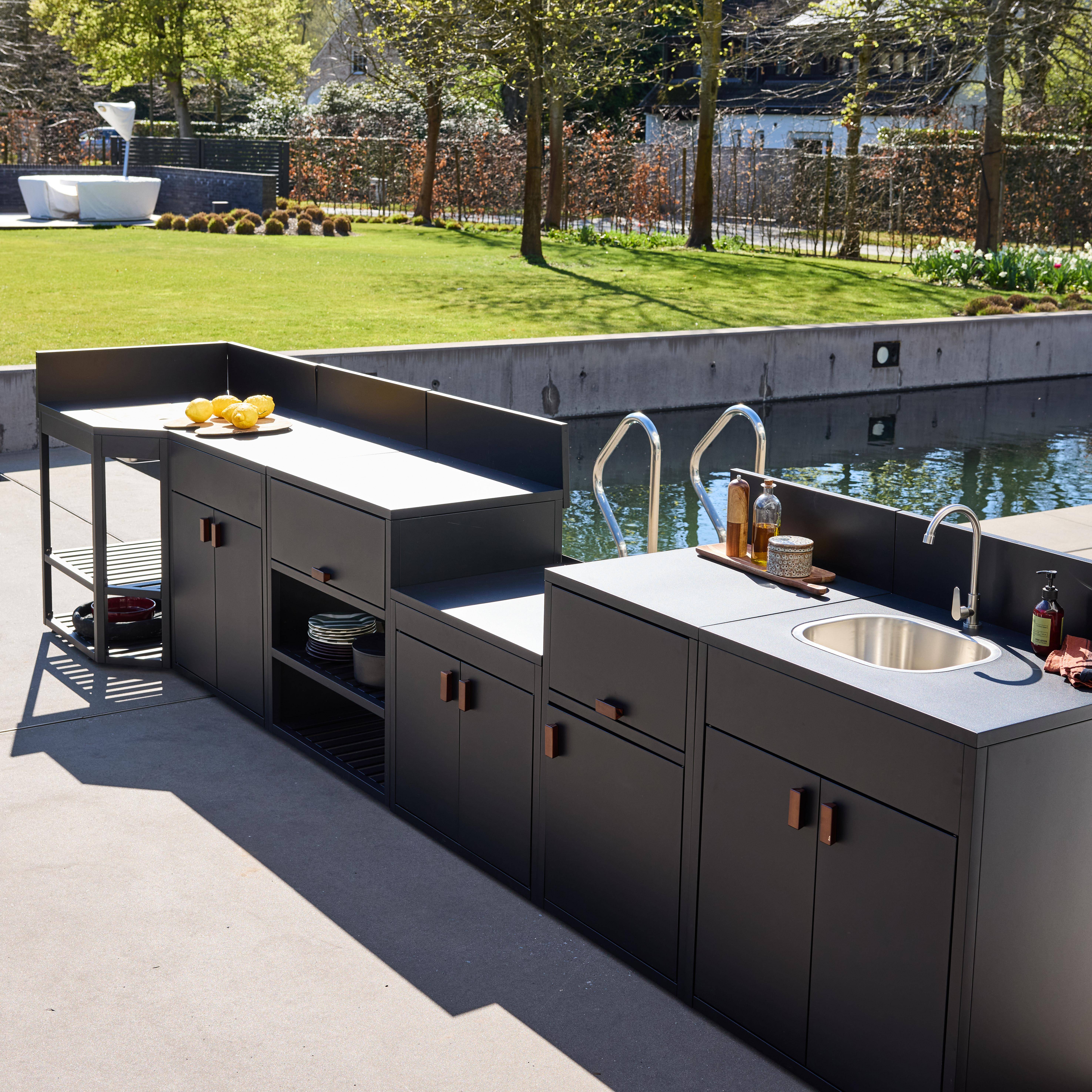Outdoor kitchen 6 steel modules black - Thira Photo7