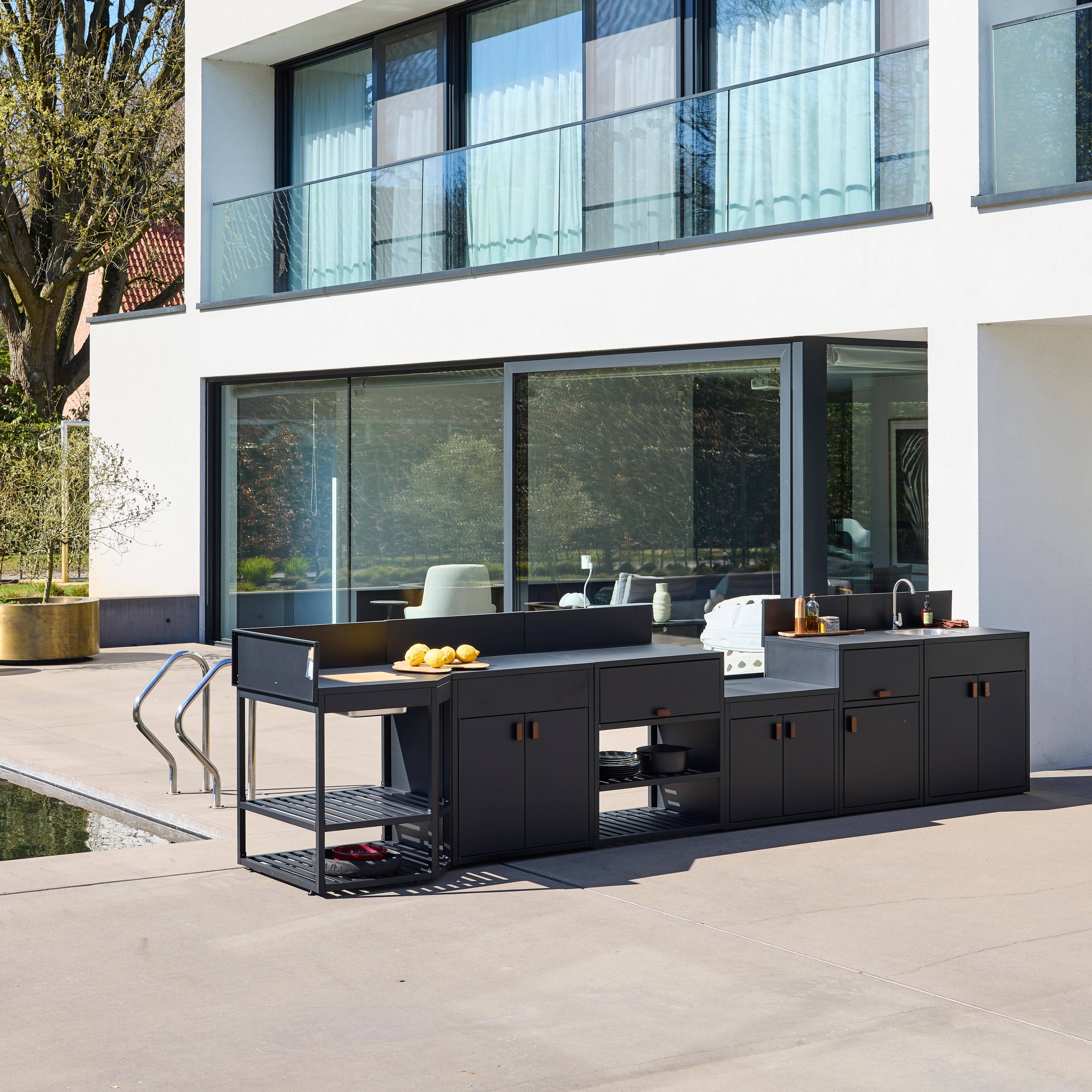 Outdoor kitchen 6 steel modules black - Thira,sweeek,Photo5