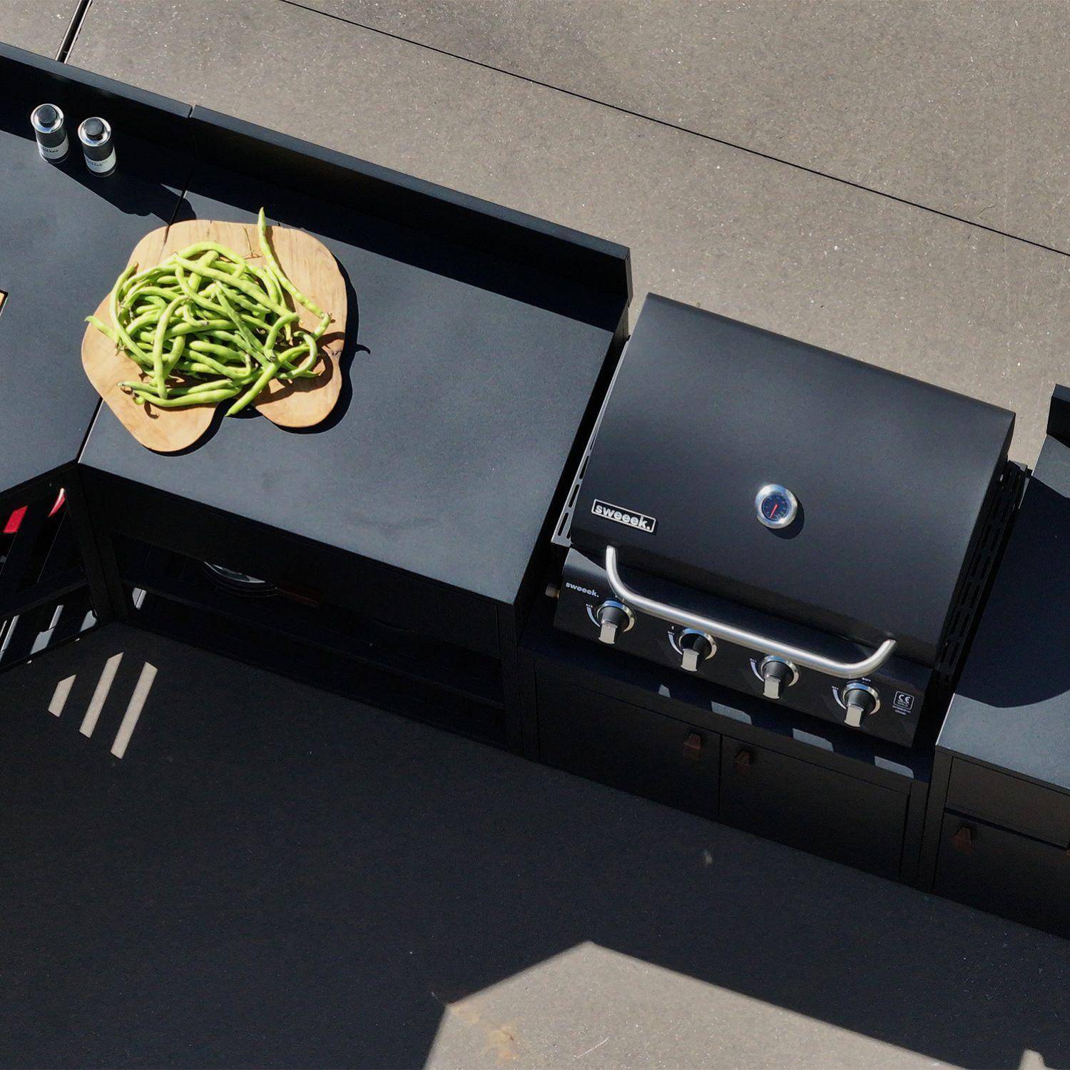 Outdoor kitchen 6 steel modules black - Thira,sweeek,Photo8