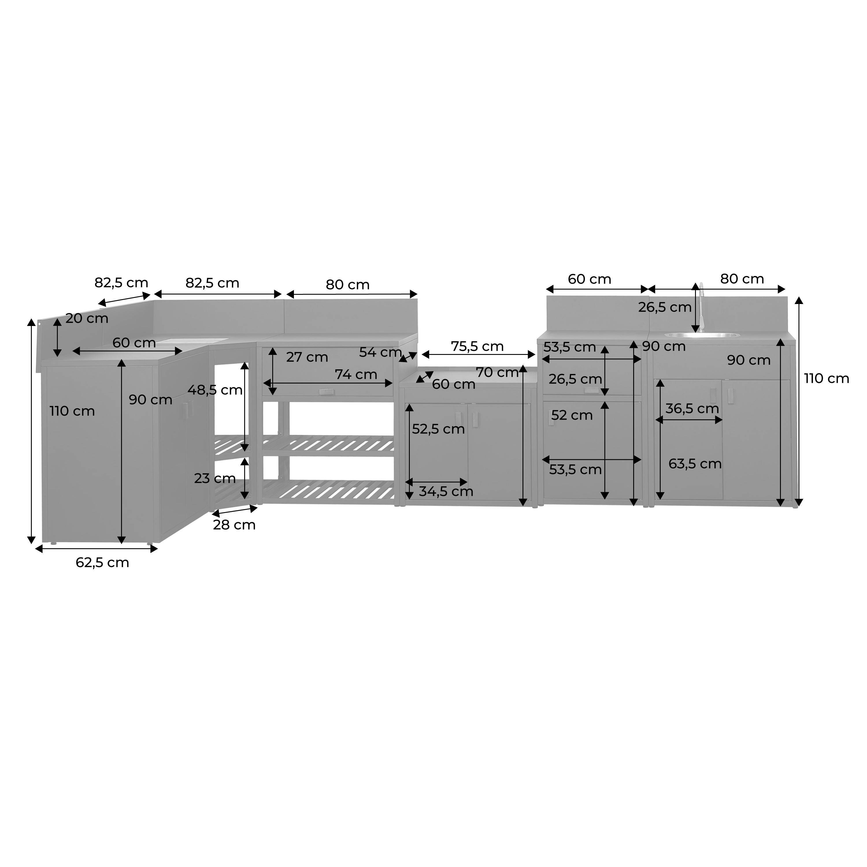 Cuisine extérieure 6 modules acier noir - Thira,sweeek,Photo9