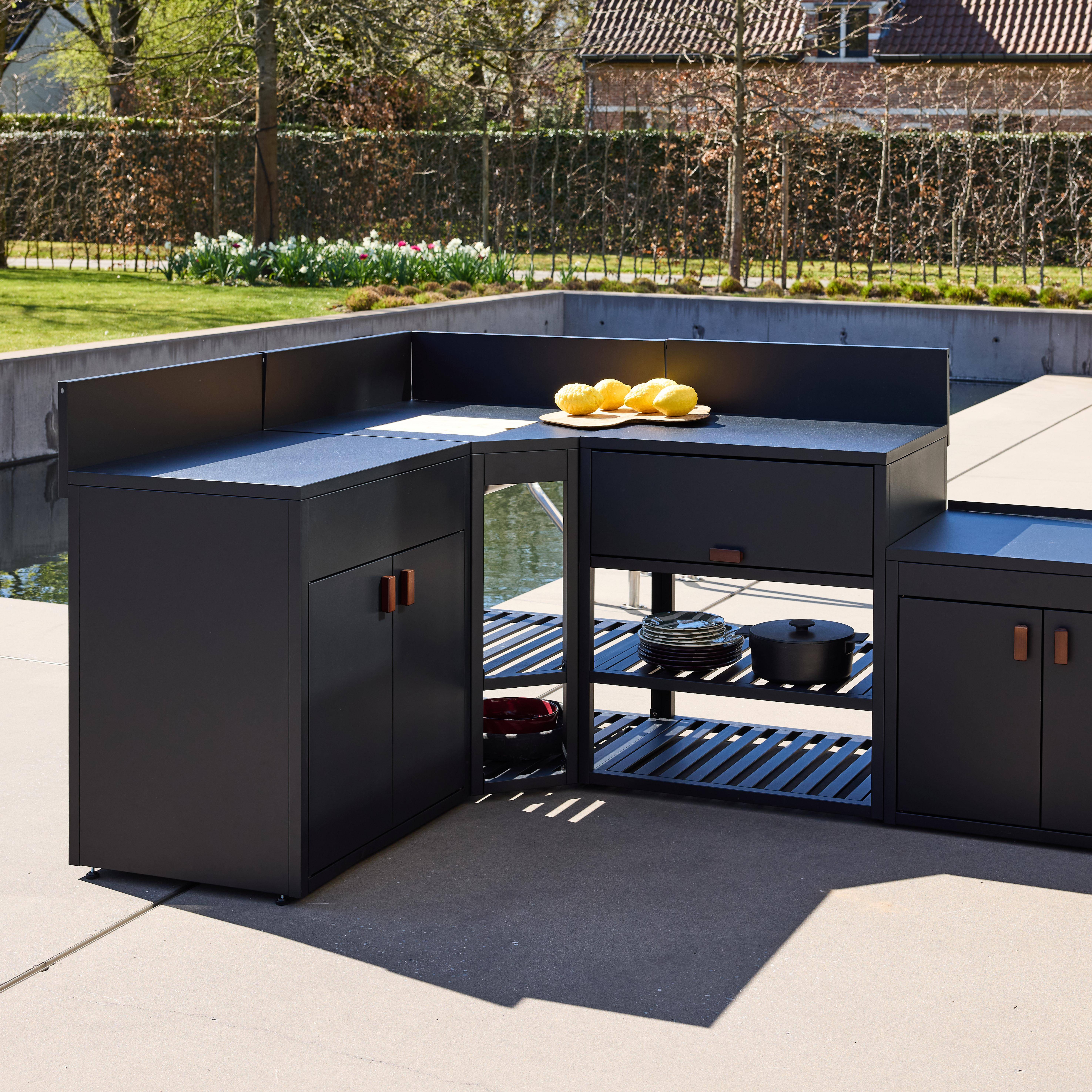 Outdoor kitchen 6 steel modules black - Thira Photo3