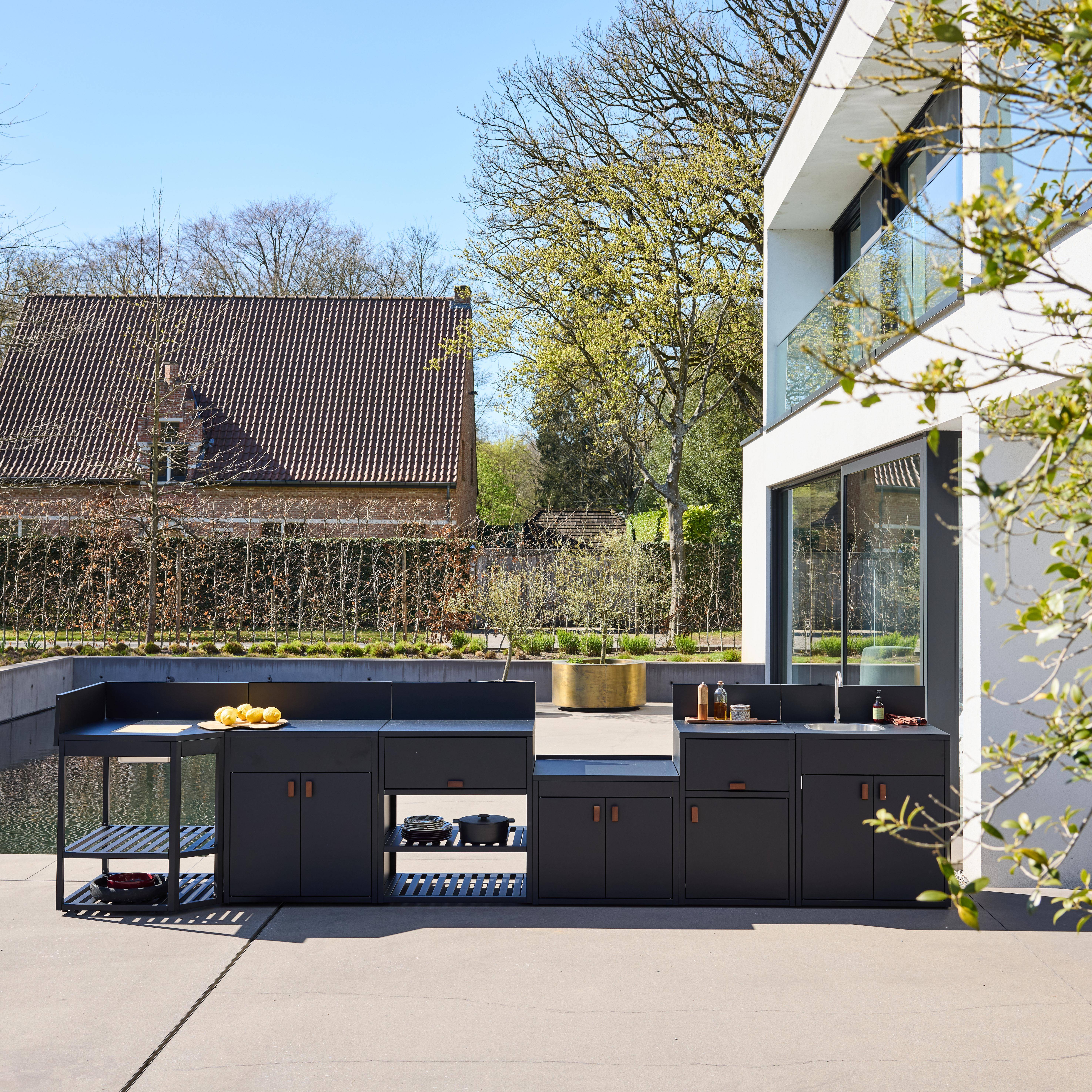 Outdoor kitchen 6 steel modules black - Thira,sweeek,Photo6