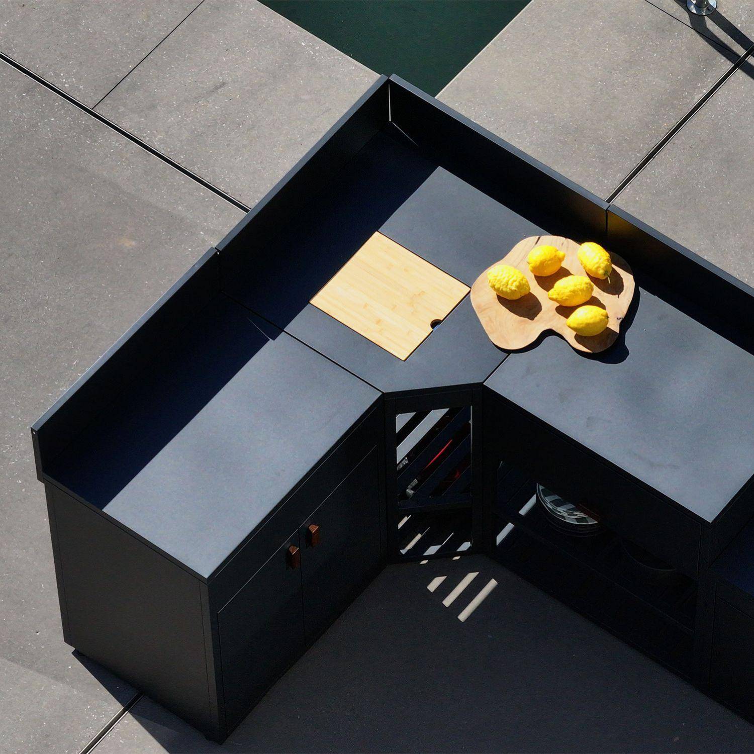 Outdoor kitchen 6 steel modules black - Thira,sweeek,Photo9