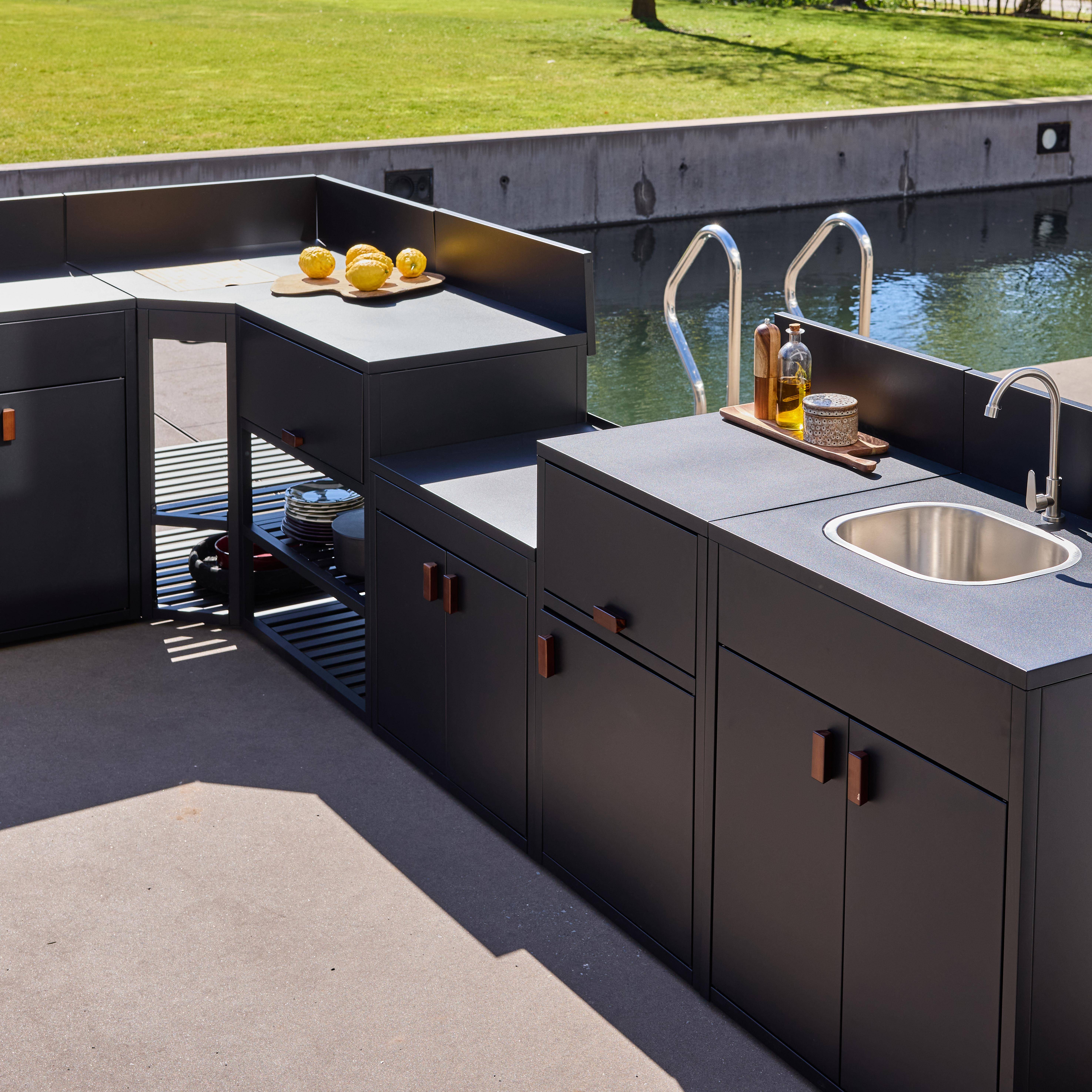 Outdoor kitchen 6 steel modules black - Thira Photo4