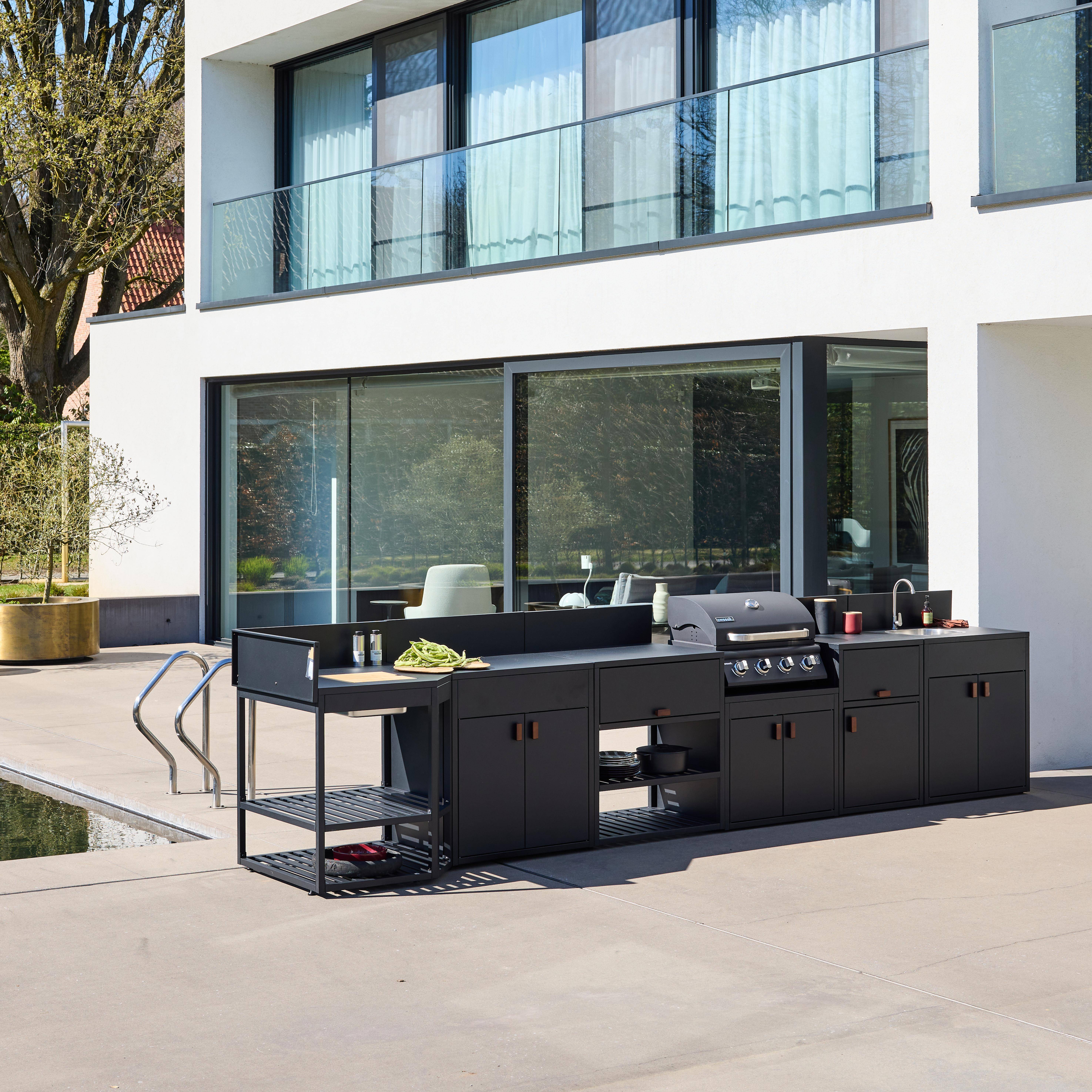Cocina exterior 6 módulos acero con barbacoa de gas 4 quemadores Negro - 80x62.5x110 cm Photo6