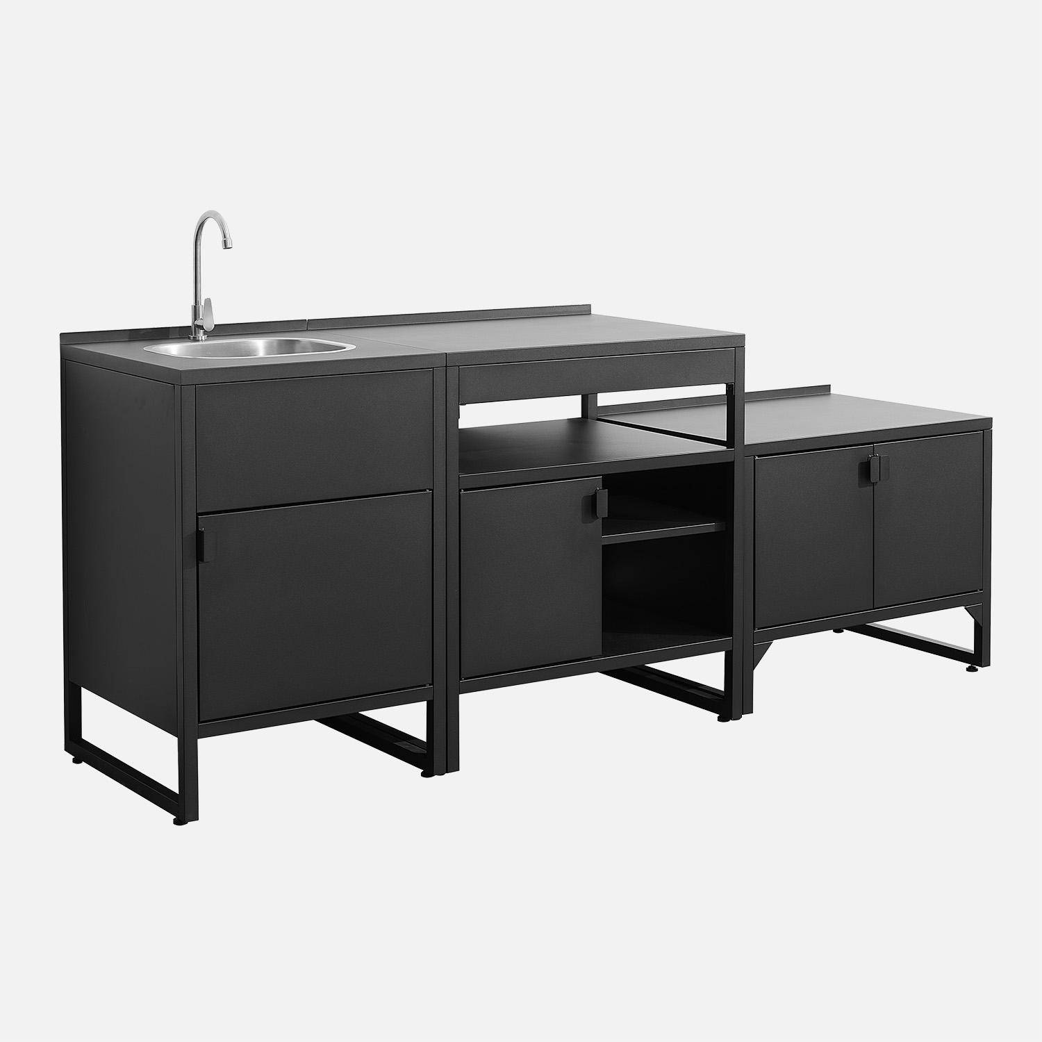Cocina exterior 3 módulos acero inoxidable Negro - 80x60x92.5 cm Photo1