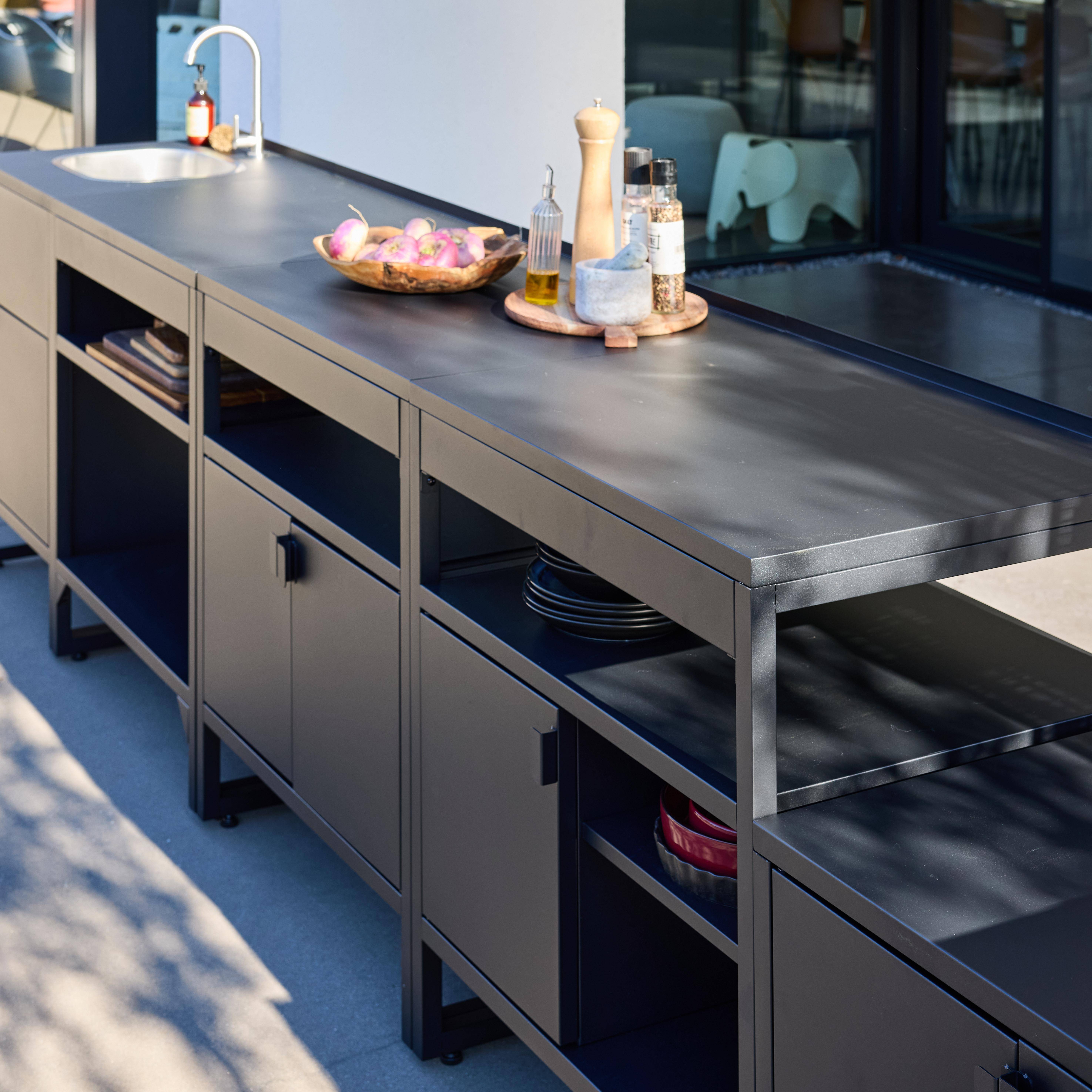 Zewnętrzna kuchnia 6 modułów czarny stal nierdzewna - Kea Photo4