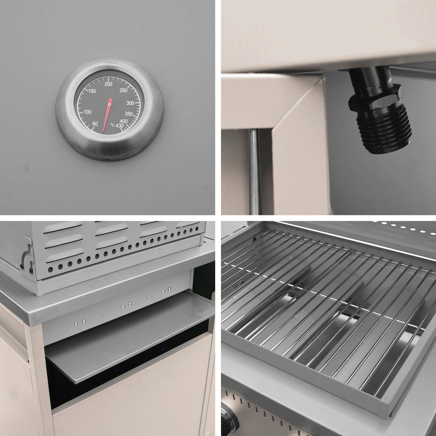 2 buitenkeukenmodules met gasbarbecue en gootsteen staal beige - Naxos,sweeek,Photo7