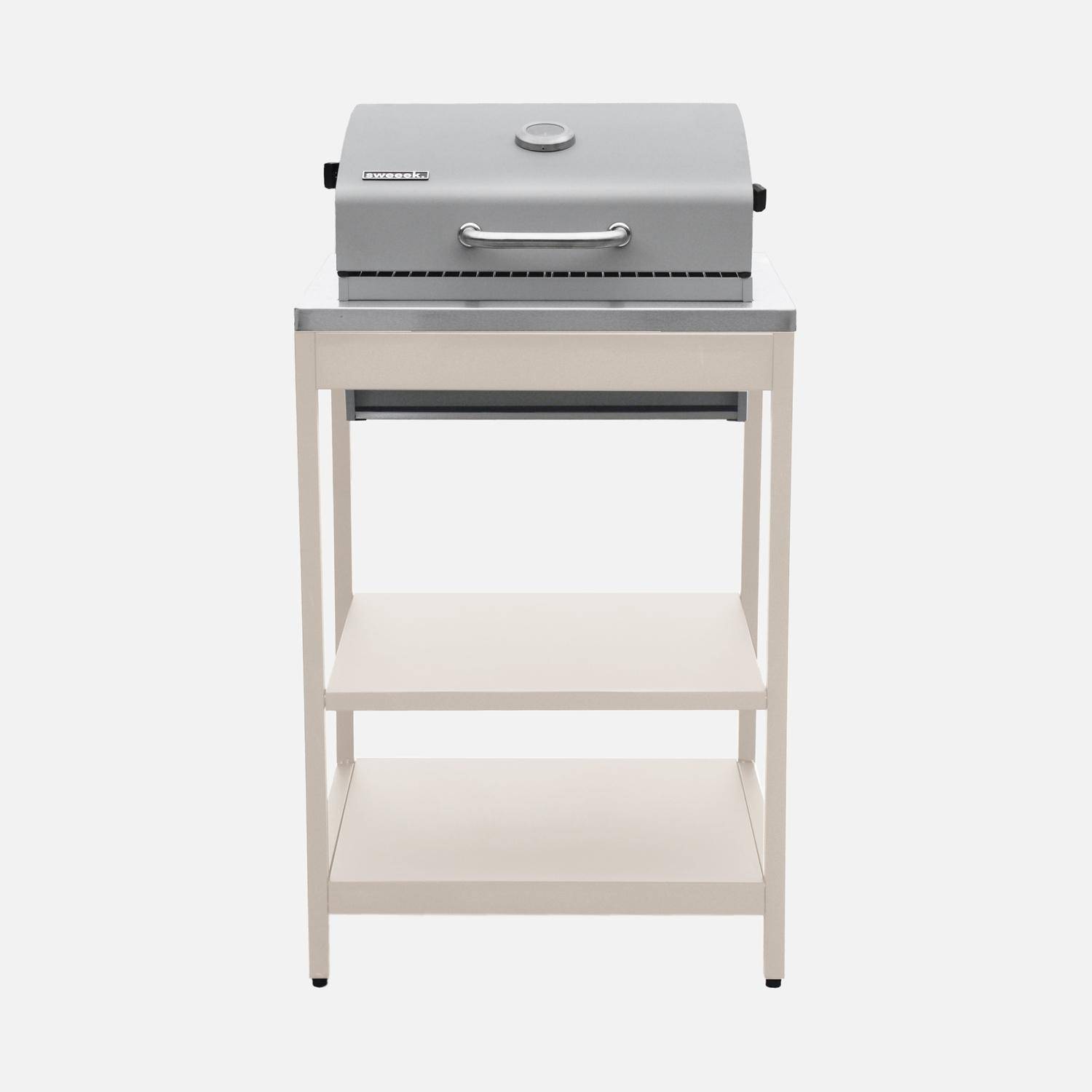 Cuisine extérieure Naxos 2 modules acier inoxydable beige barbecue au charbon avec évier Photo4