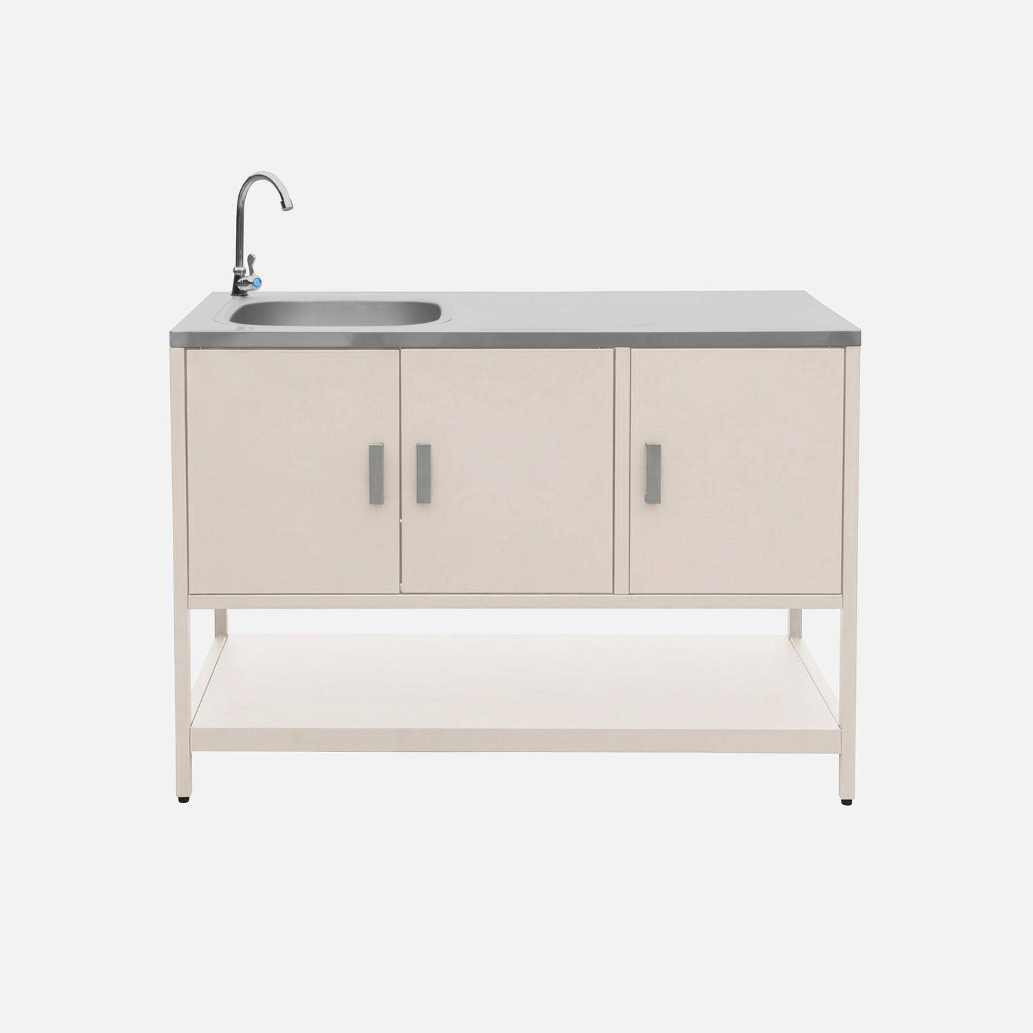 Cuisine extérieure 3 modules en acier inoxydable beige,sweeek,Photo4