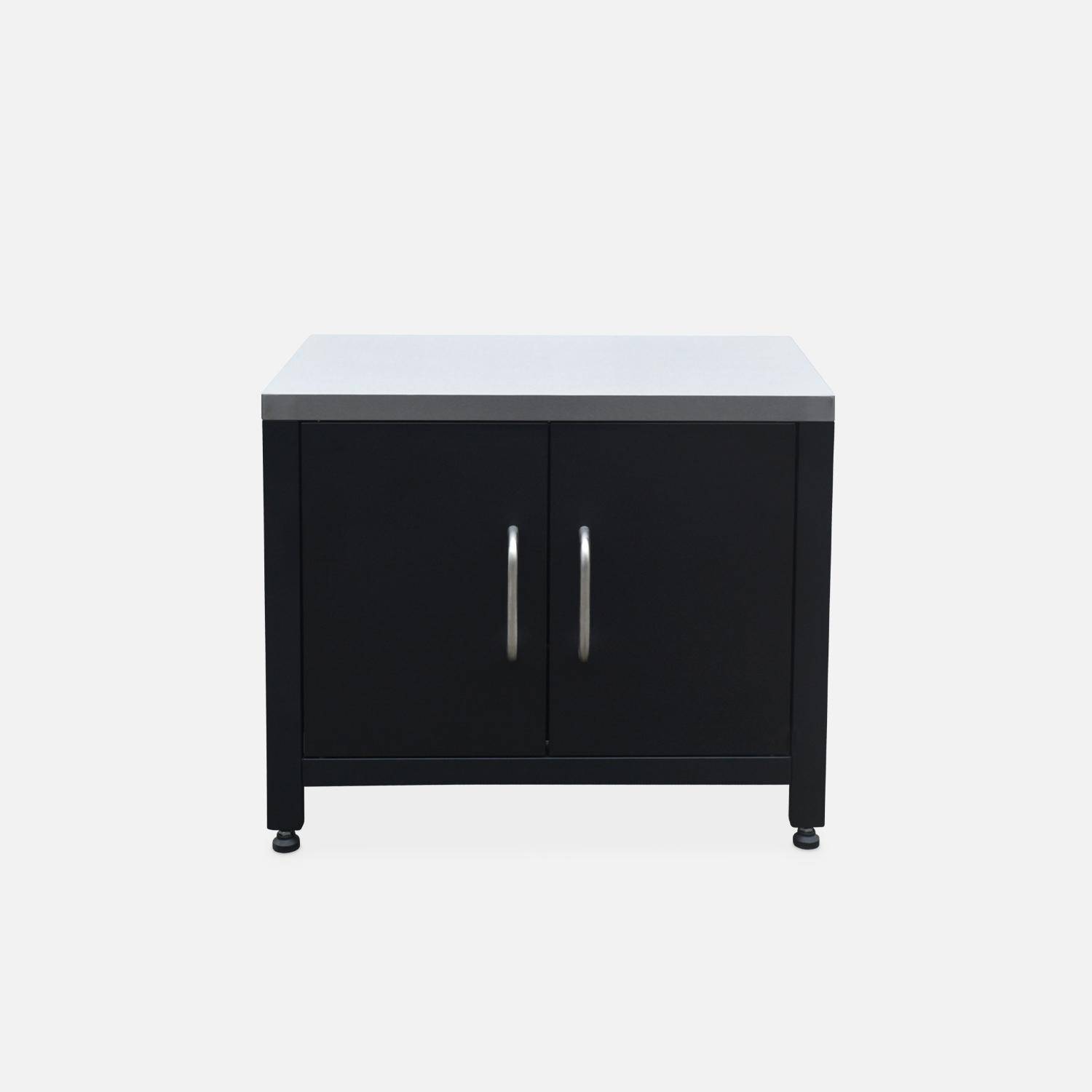 Gasgrill mit 4 Brennern zum Aufstellen mit Fettauffangbehälter + Outdoor-Küchenmöbel aus Stahl B 80cm - Grimaud Photo6