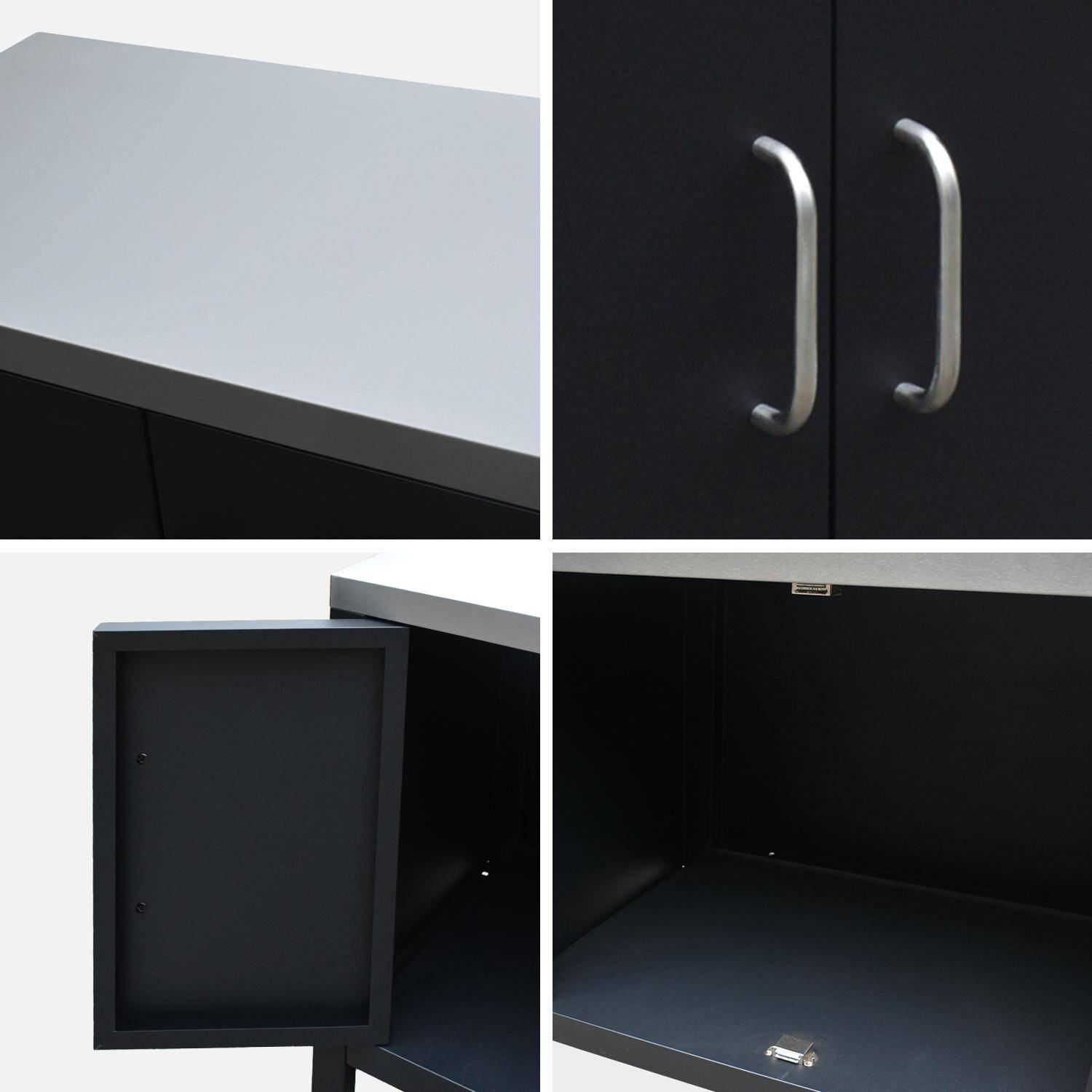 Gasgrill mit 4 Brennern zum Aufstellen mit Fettauffangbehälter + Outdoor-Küchenmöbel aus Stahl B 80cm - Grimaud,sweeek,Photo7