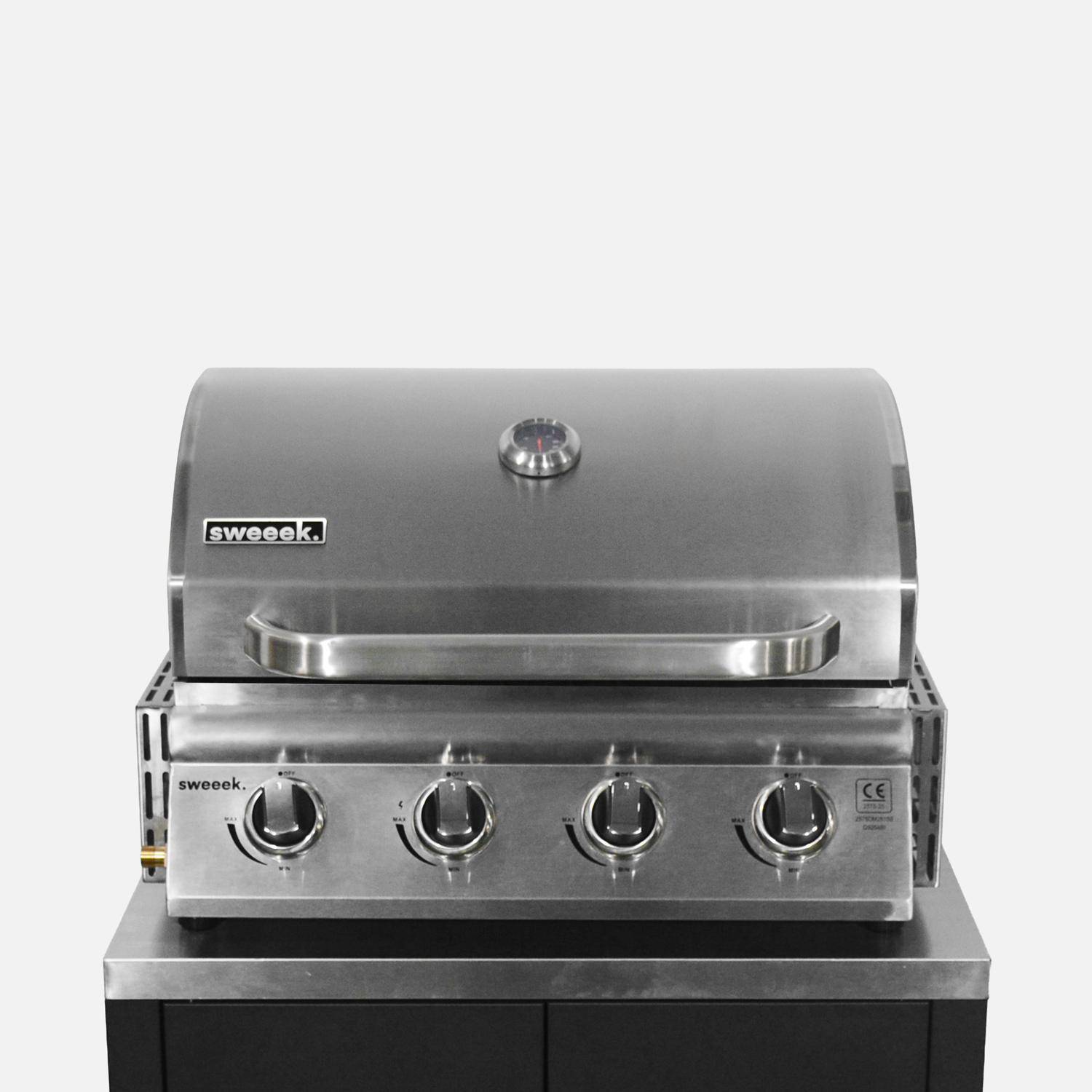 Außenküche mit Gasgrill (4 Brenner) + 5 Outdoor-Küchenmöbel aus Stahl - Grimaud,sweeek,Photo2