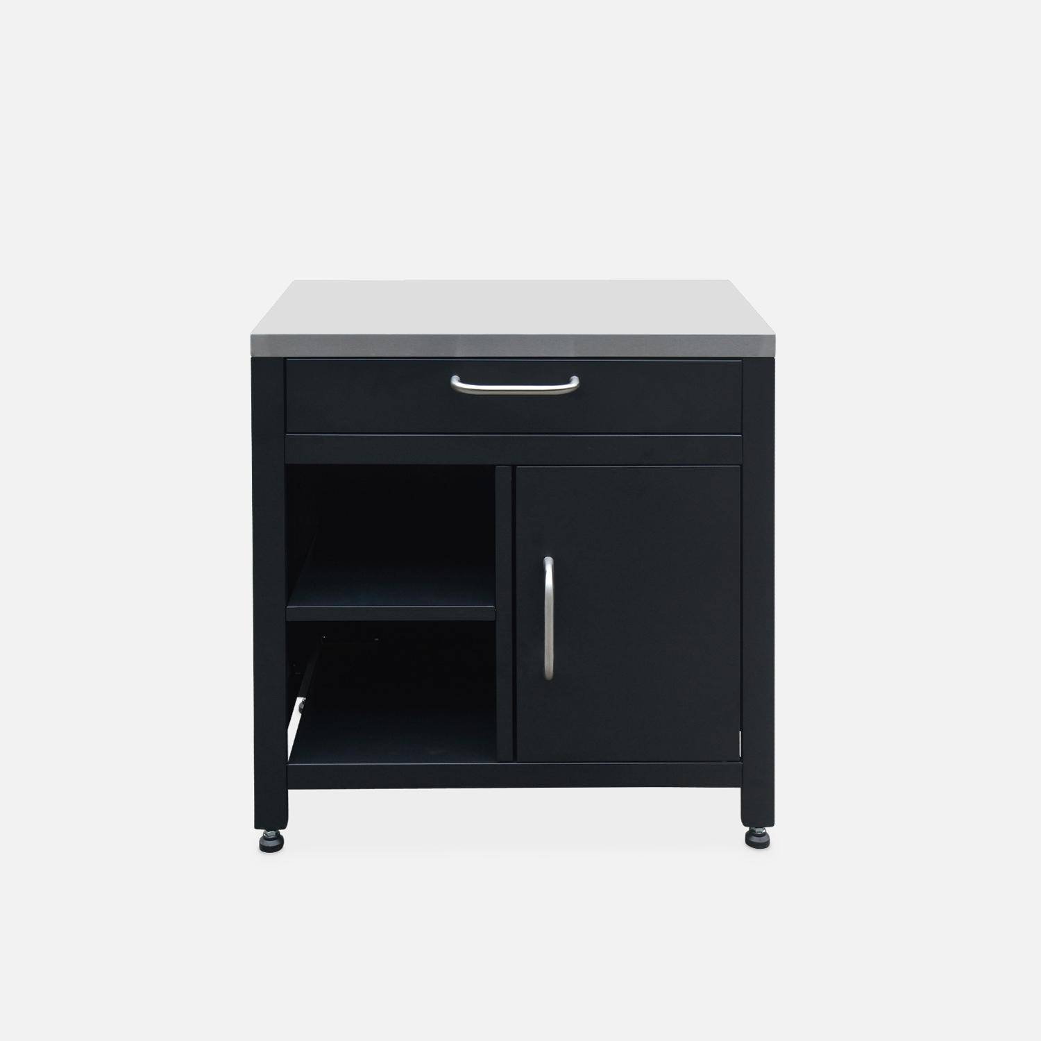 Außenküche mit Gasgrill (4 Brenner) + 5 Outdoor-Küchenmöbel aus Stahl - Grimaud Photo6