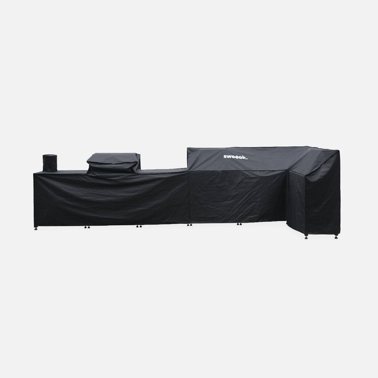 Cocina exterior completa de acero inoxidable con barbacoa + funda Plata - 128.5x448.5x124 cm,sweeek,Photo2