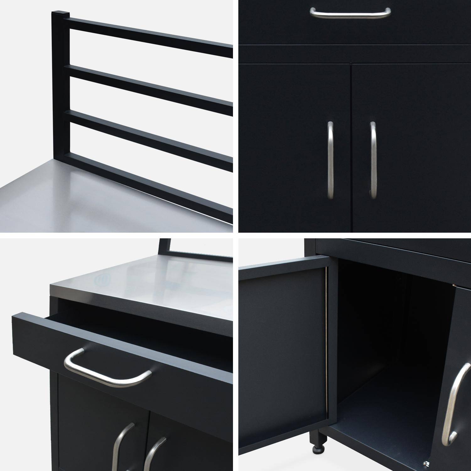 Modulo cucina da esterno con barbecue a 4 bruciatori in acciaio e copertura, 7 moduli Argento - 128.5x448.5x124 cm Photo14