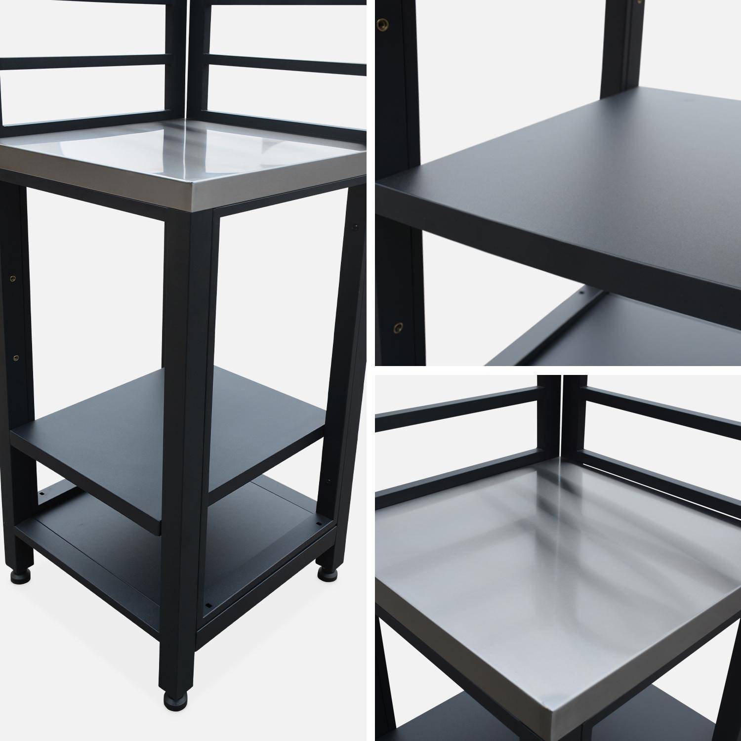 Modulo cucina da esterno con barbecue a 4 bruciatori in acciaio e copertura, 7 moduli Argento - 128.5x448.5x124 cm,sweeek,Photo12