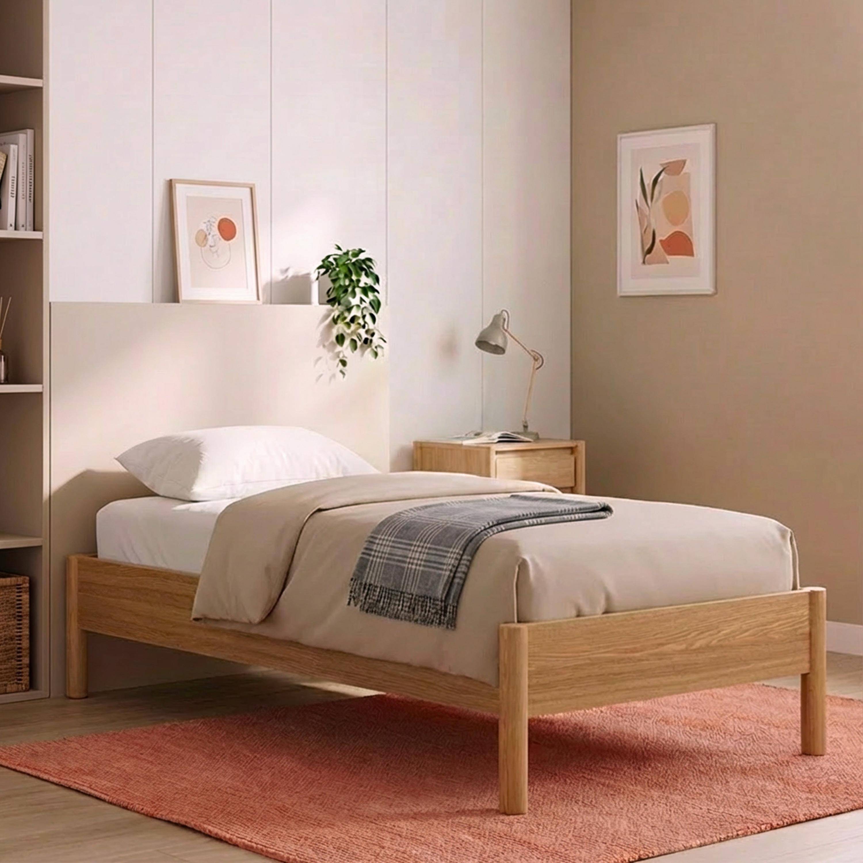 Bed with slatted base 90x190cm wood decor natural - Harmony Photo1